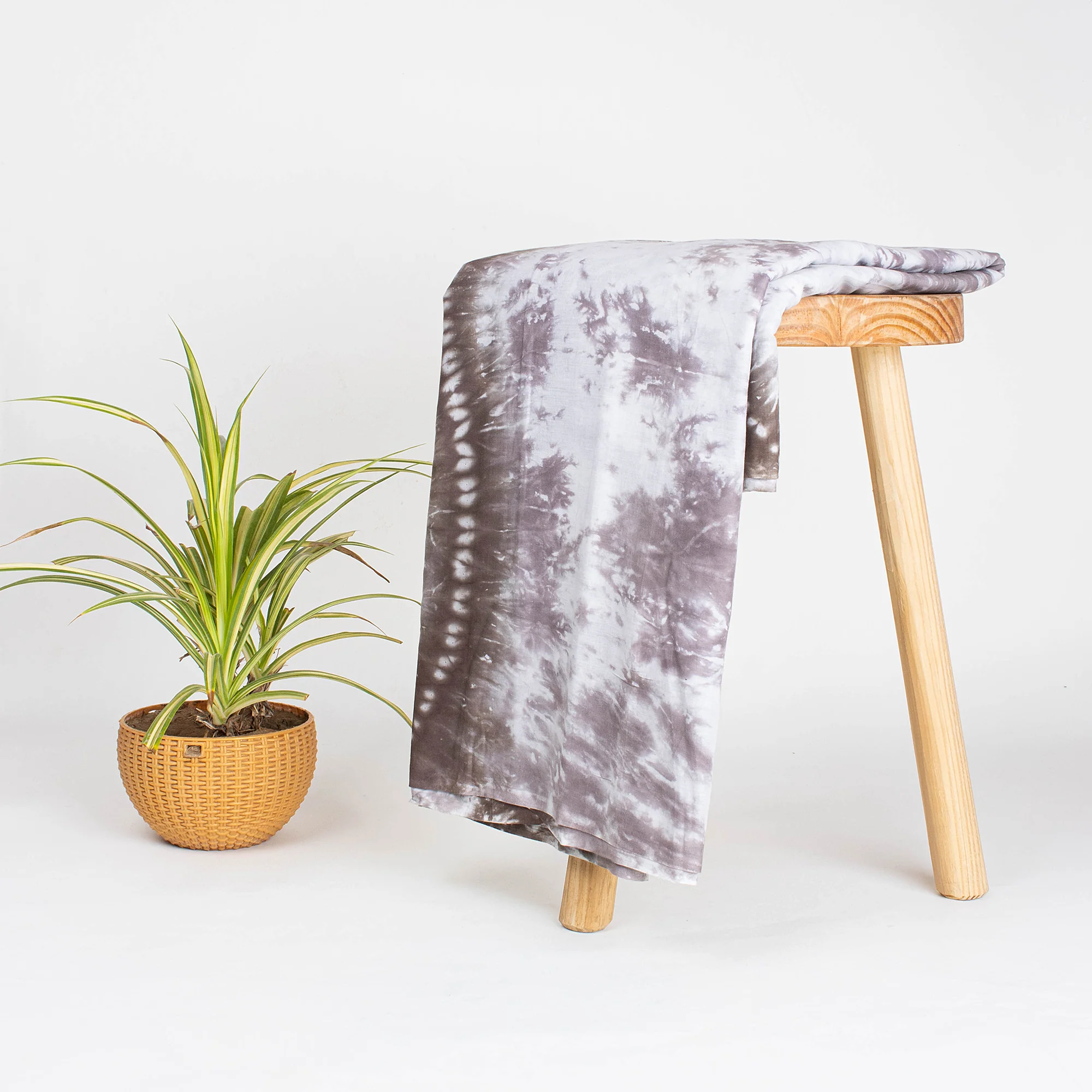 Brown Handmade Shibori Tie Dye Cotton Dress Fabric - Image 6