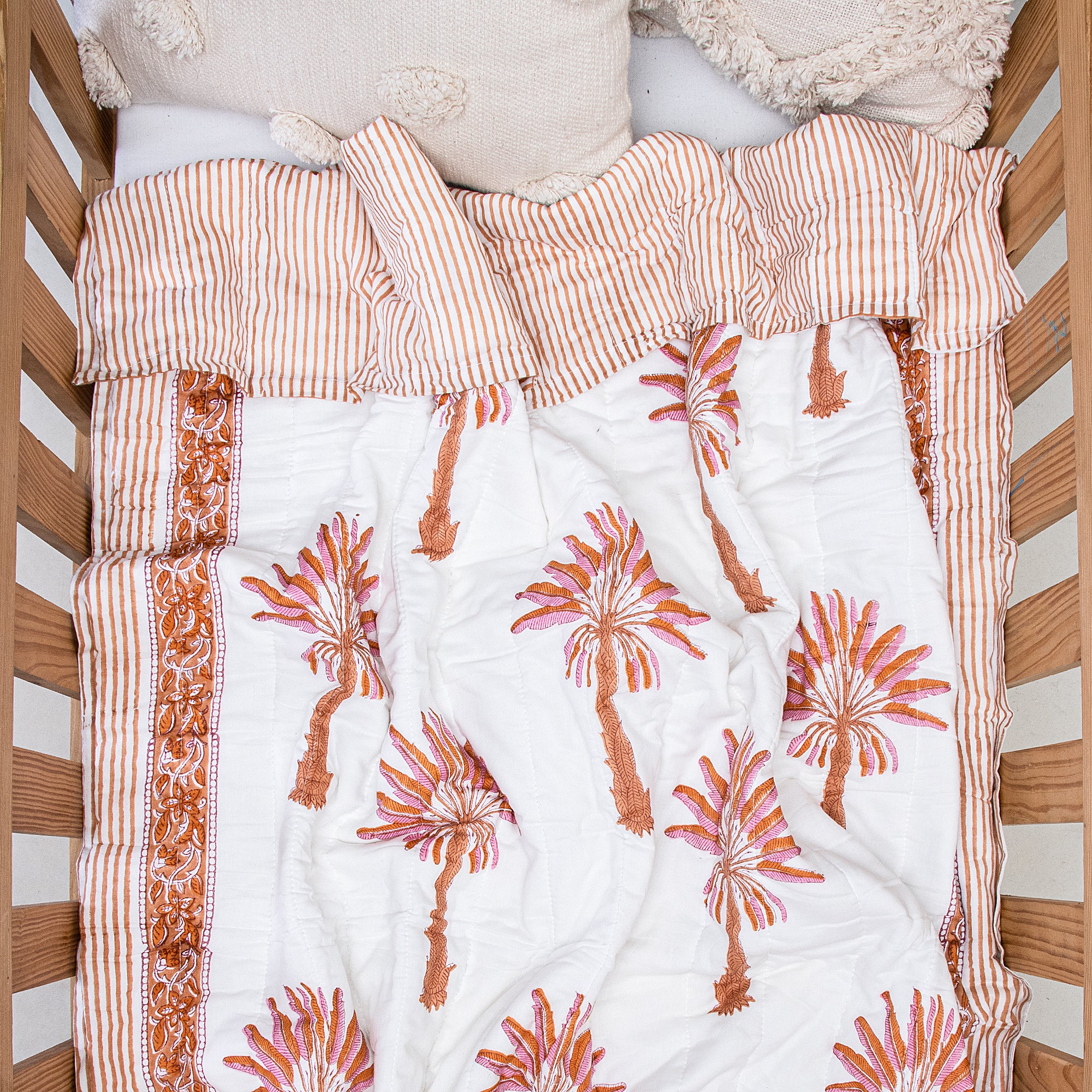 Palm Print Soft Cotton Handcrafted Reversible Baby Blankets - Image 5