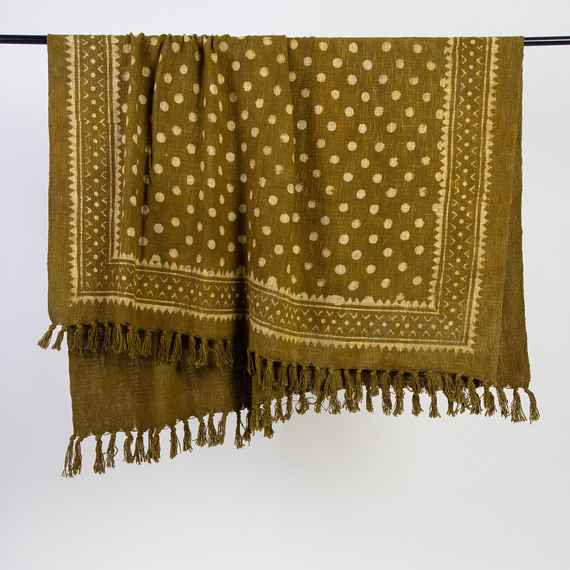 Polka Dots Handmade Block Print Cotton Indian Sofa Throw Blankets - Image 6