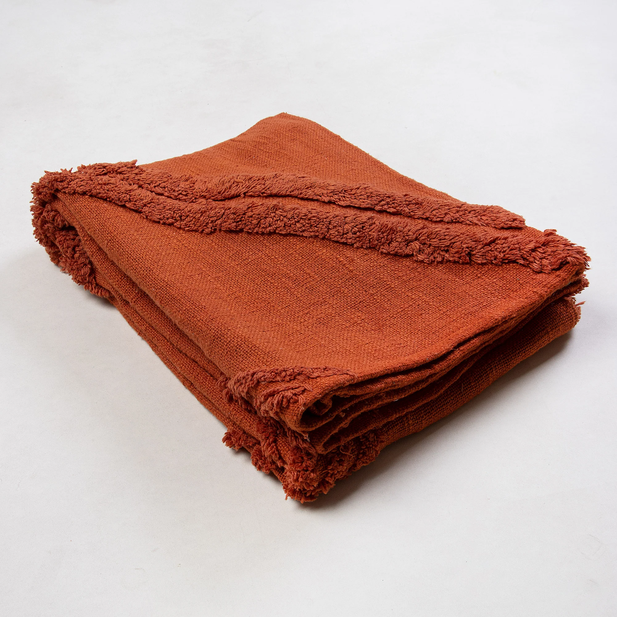 Solid Hand Dyed Tufted Cotton Throw Blanket for Sofa - Image 5