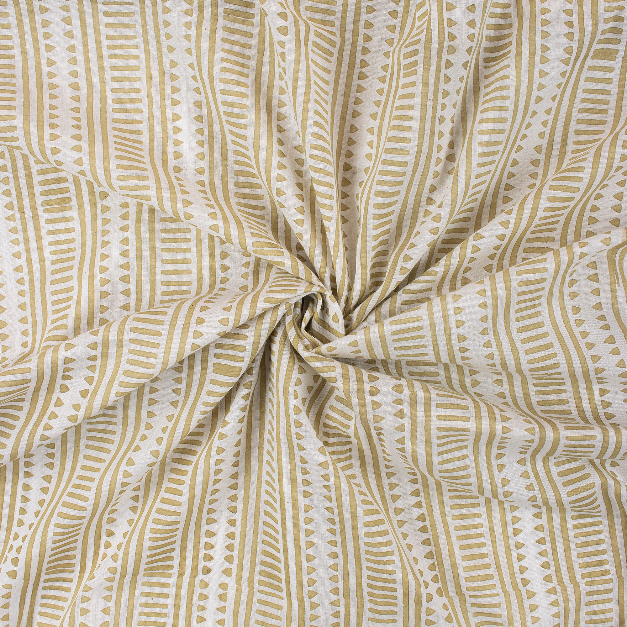 Classic Striped Cotton Block Print Fabric - Image 2