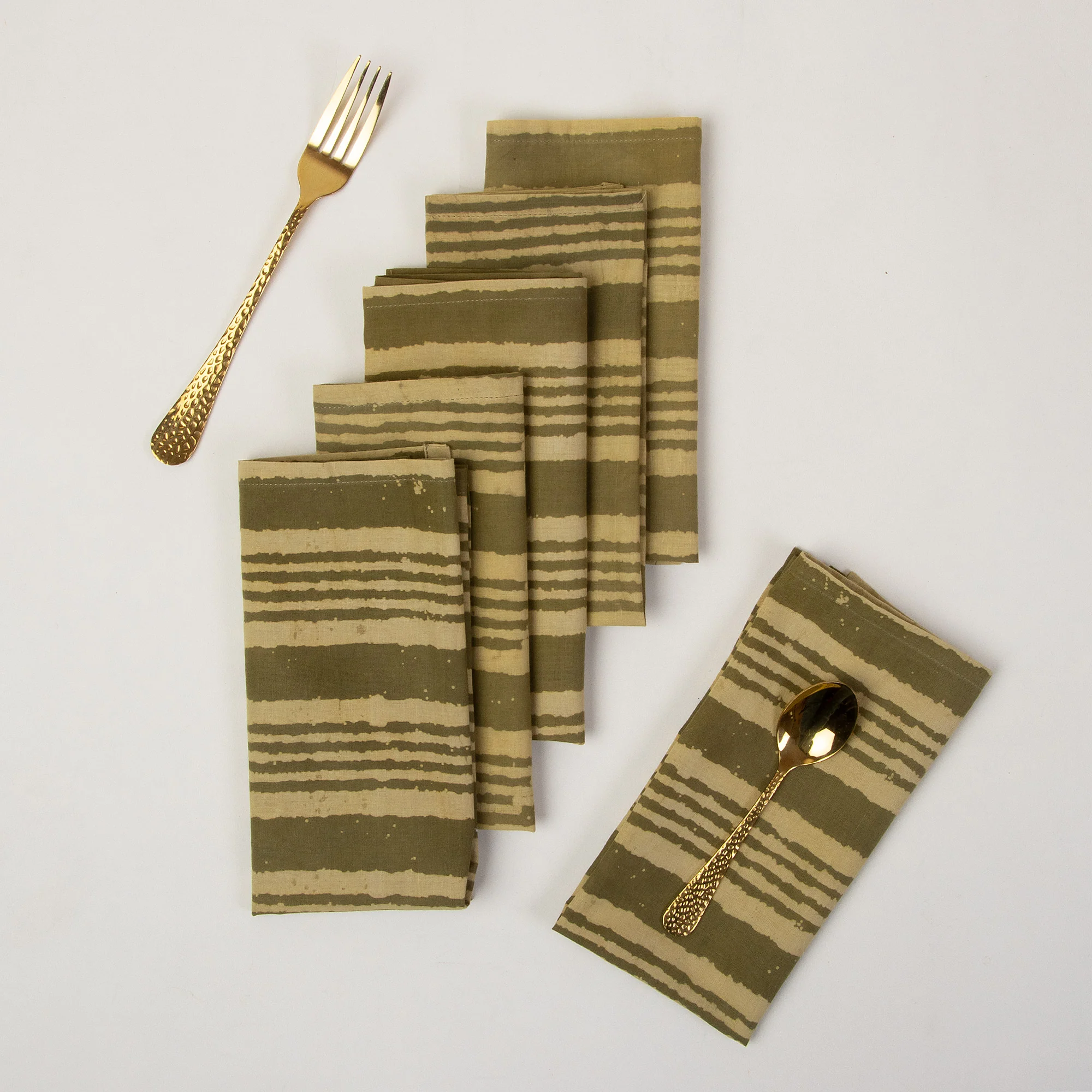 Striped Hand Block Printed Cotton Table Napkin - Image 3