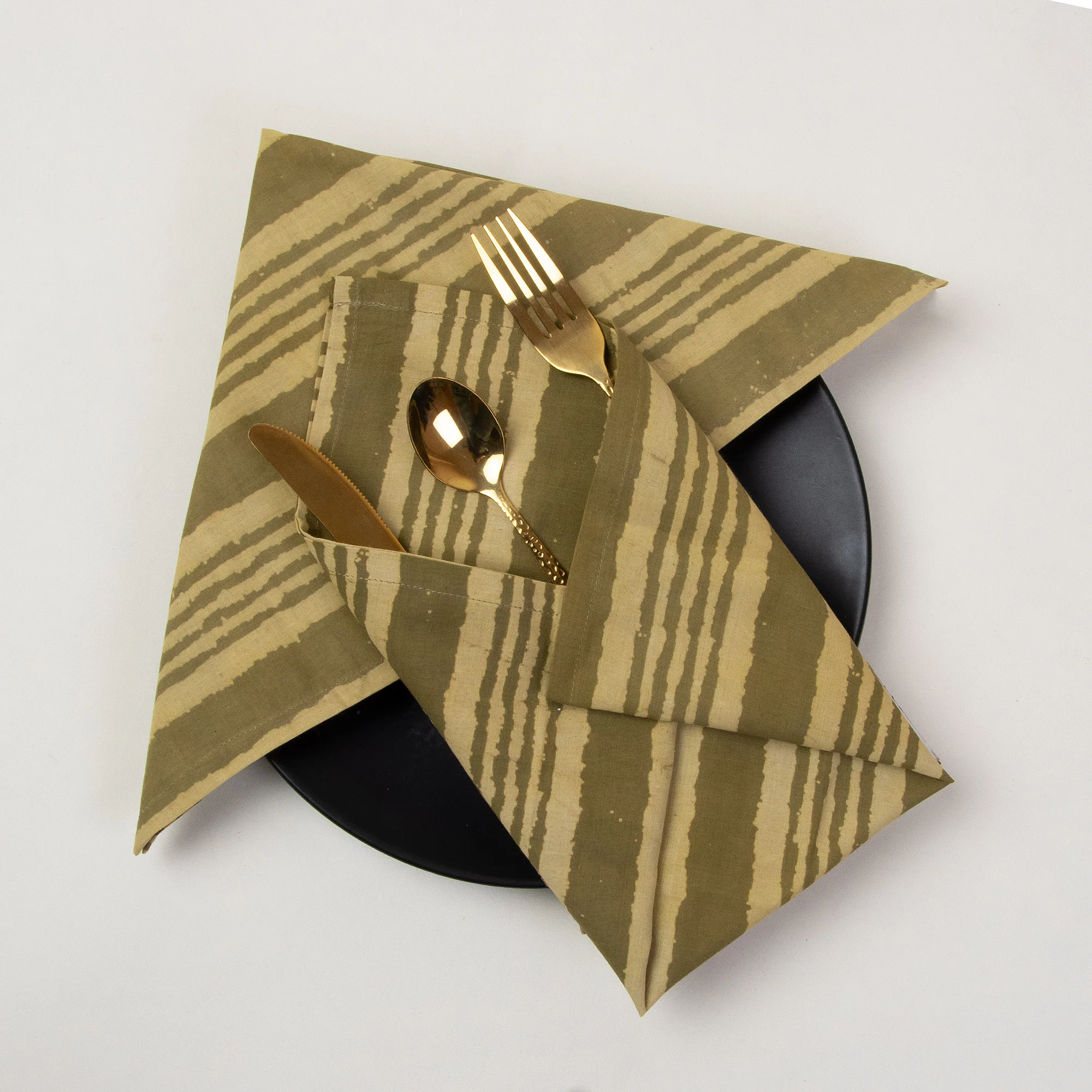 Striped Hand Block Printed Cotton Table Napkin - Image 6