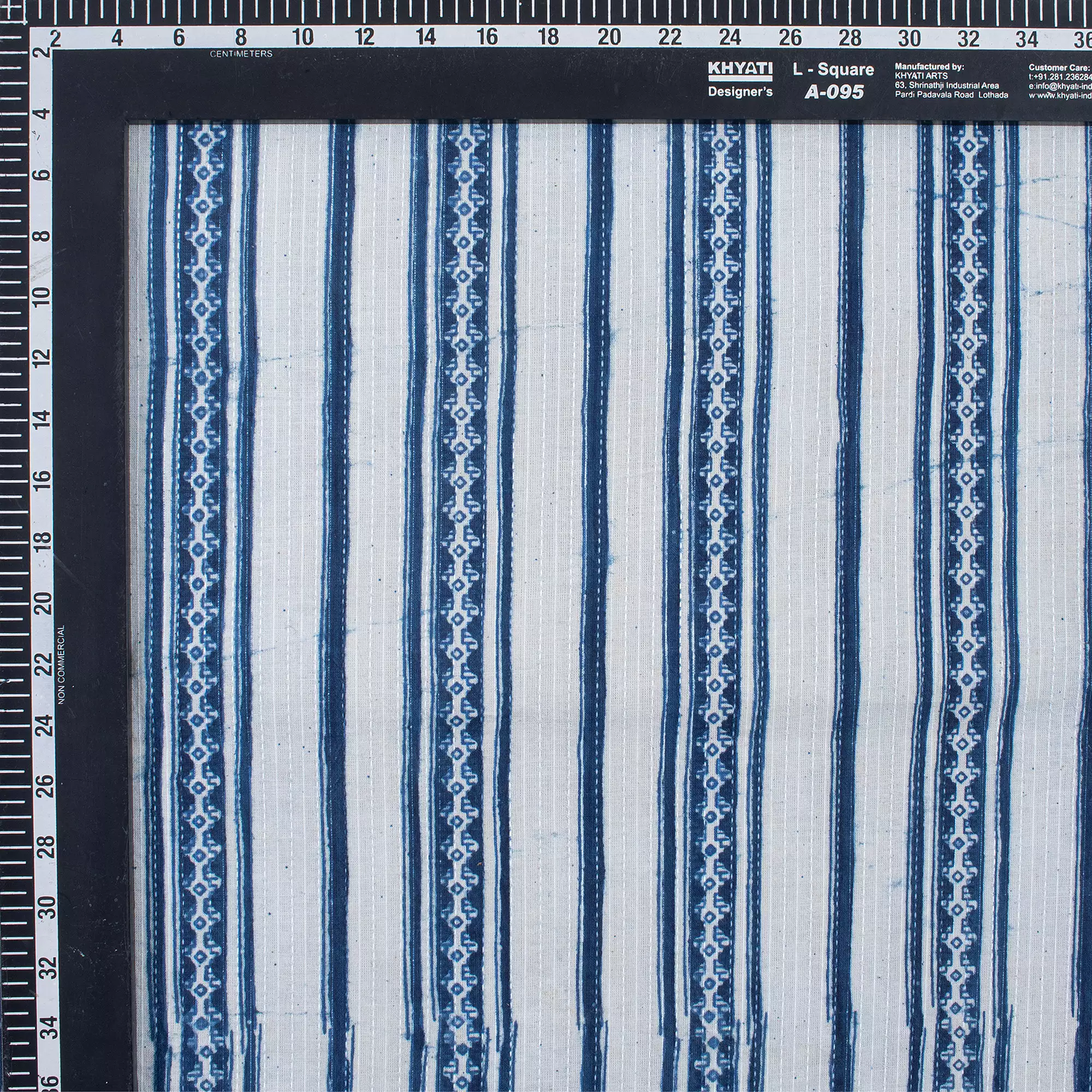 Blue Stripe Hand Block Printed 100% Cotton Fabric - Image 3