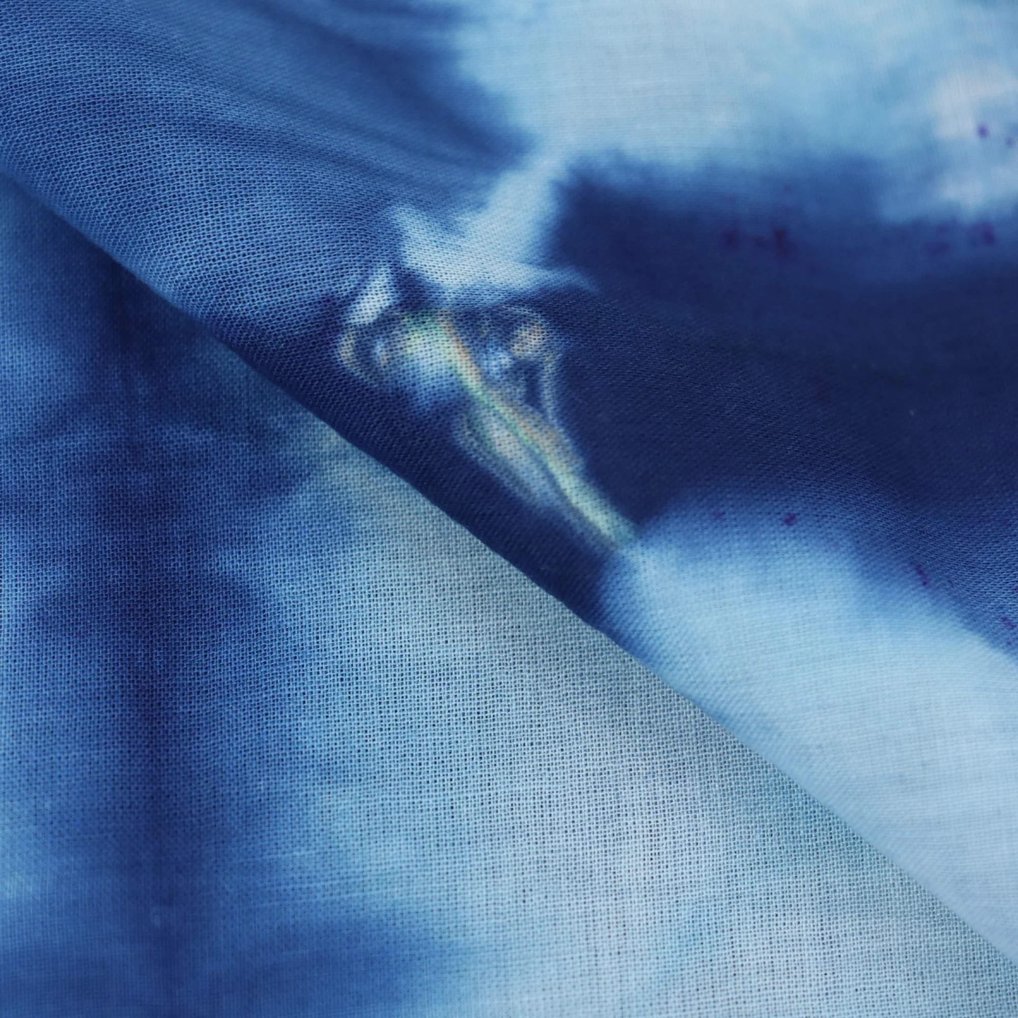 Traditional Blue Tie Dye Shibori Cotton Fabric - Image 2