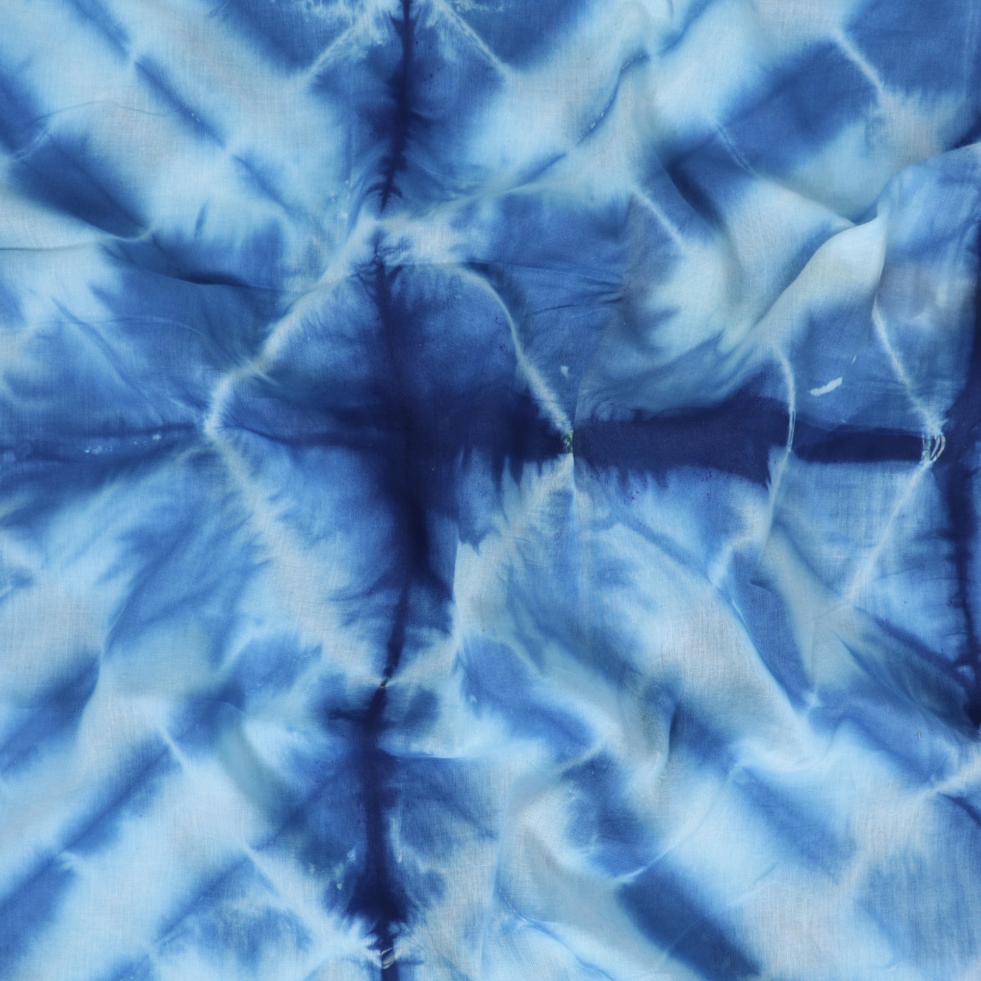 Traditional Blue Tie Dye Shibori Cotton Fabric - Image 4
