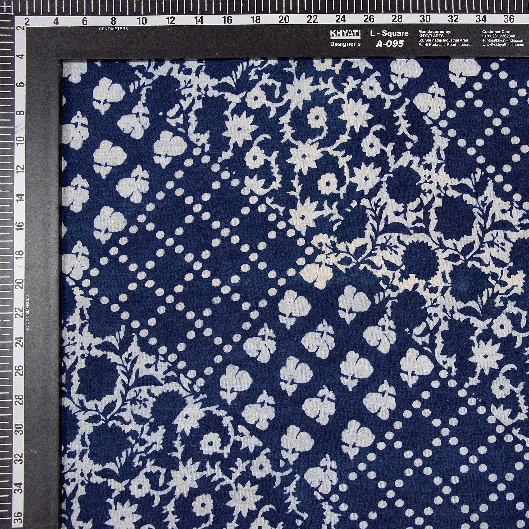 Handmade Indigo Blue Patchwork Print Pure Cotton Running Fabrics