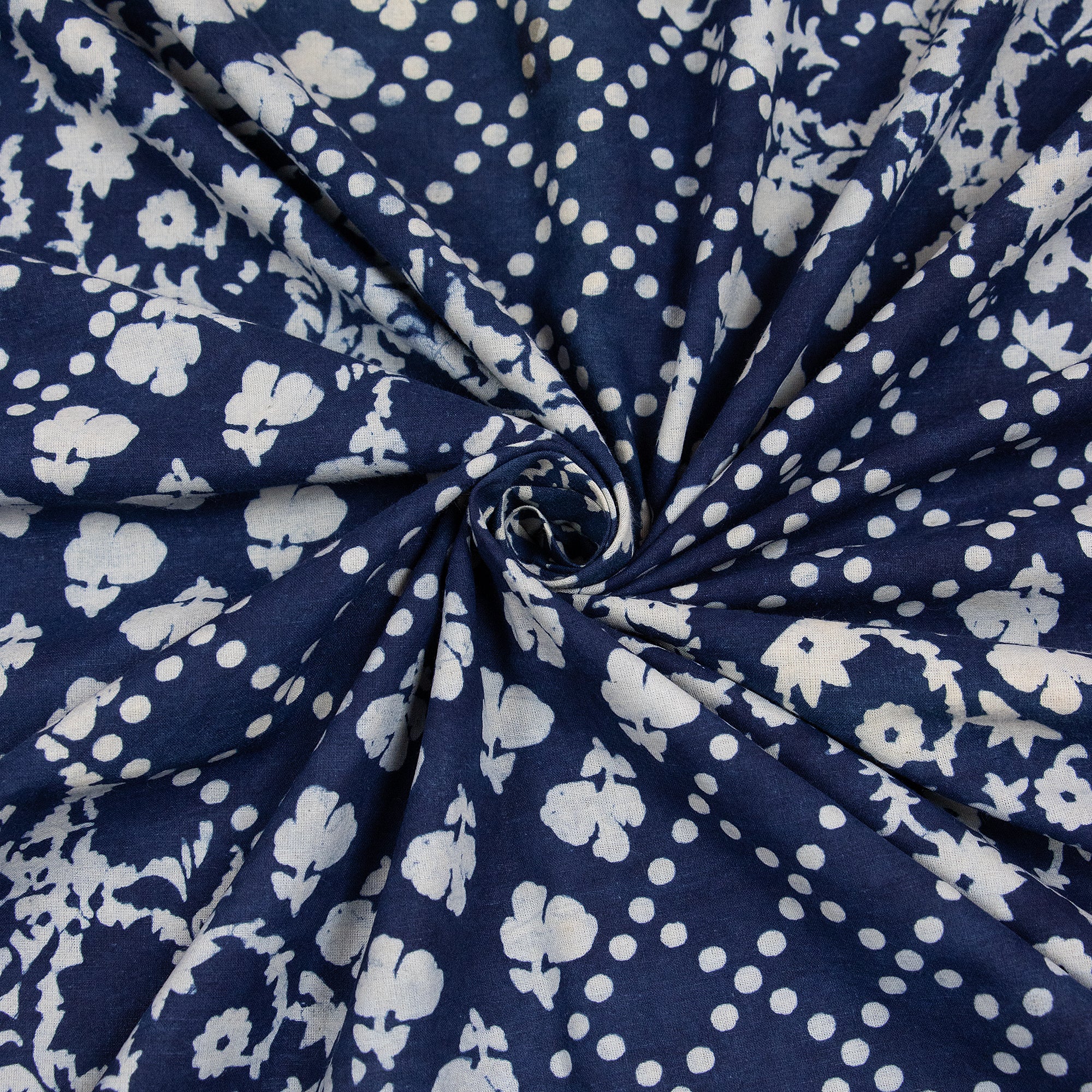 Handmade Indigo Blue Patchwork Print Pure Cotton Running Fabrics - Image 6