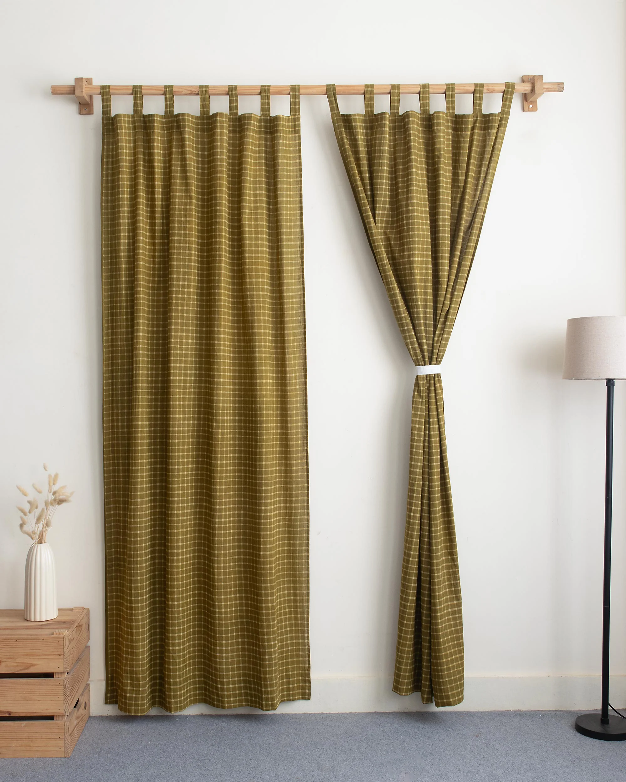 Checks Block Printed Curtains for Home Decor - Image 3