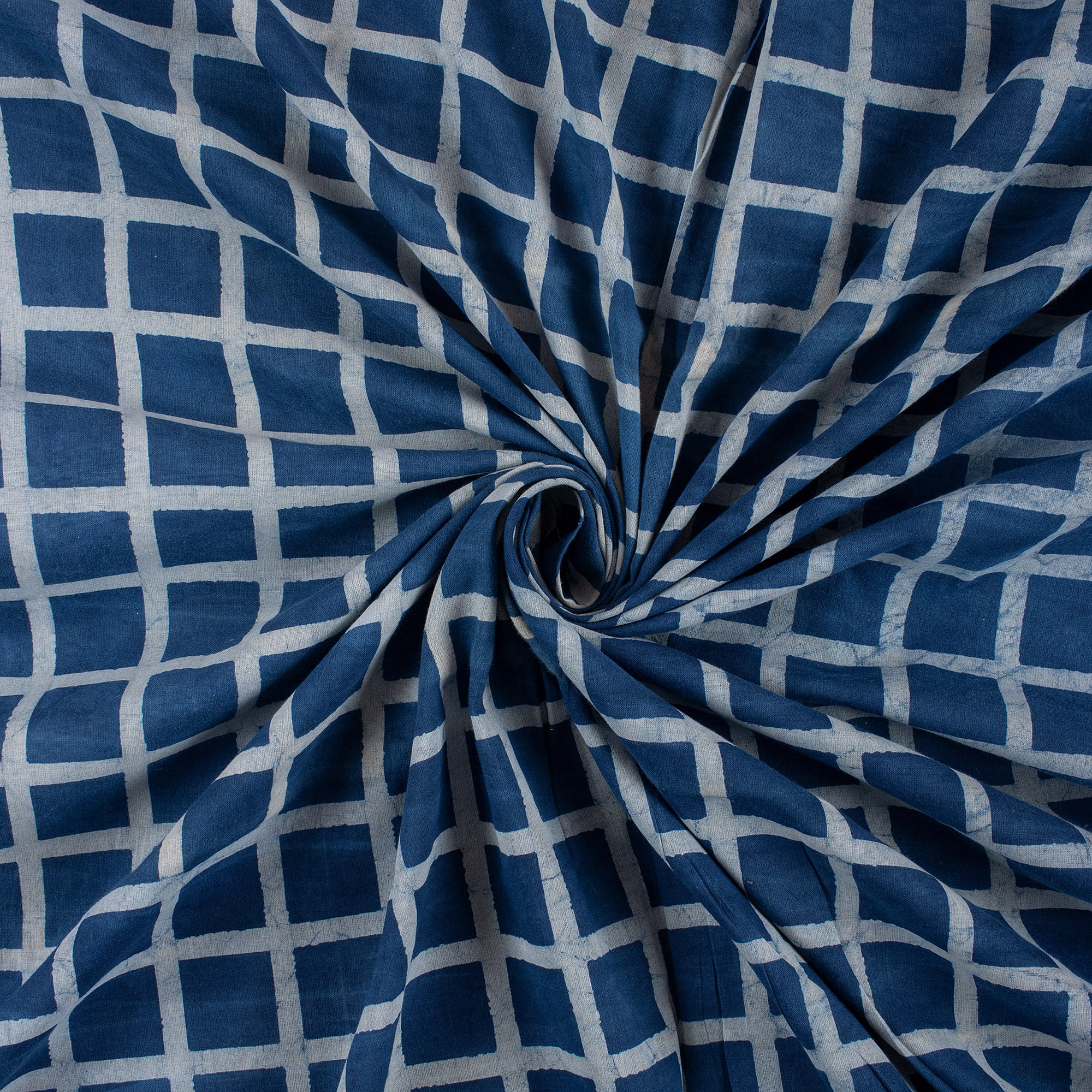 Check Hand Block Printed Organic Cotton Fabric - Image 5