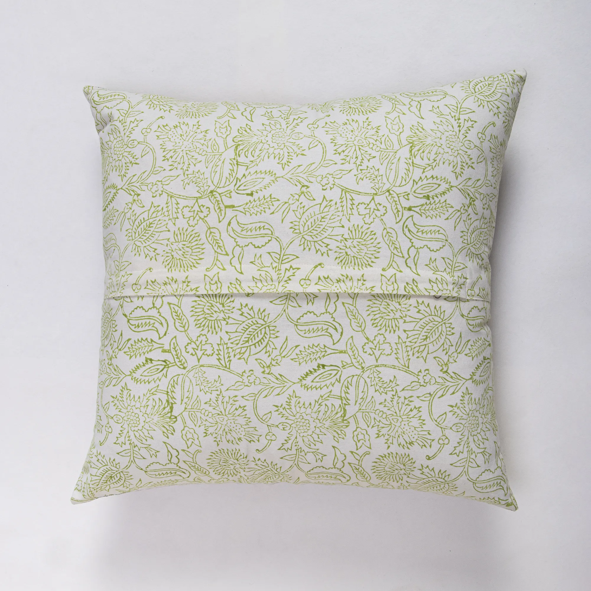 Handmade Block Printed Floral Cotton Cushion Cover - Image 3