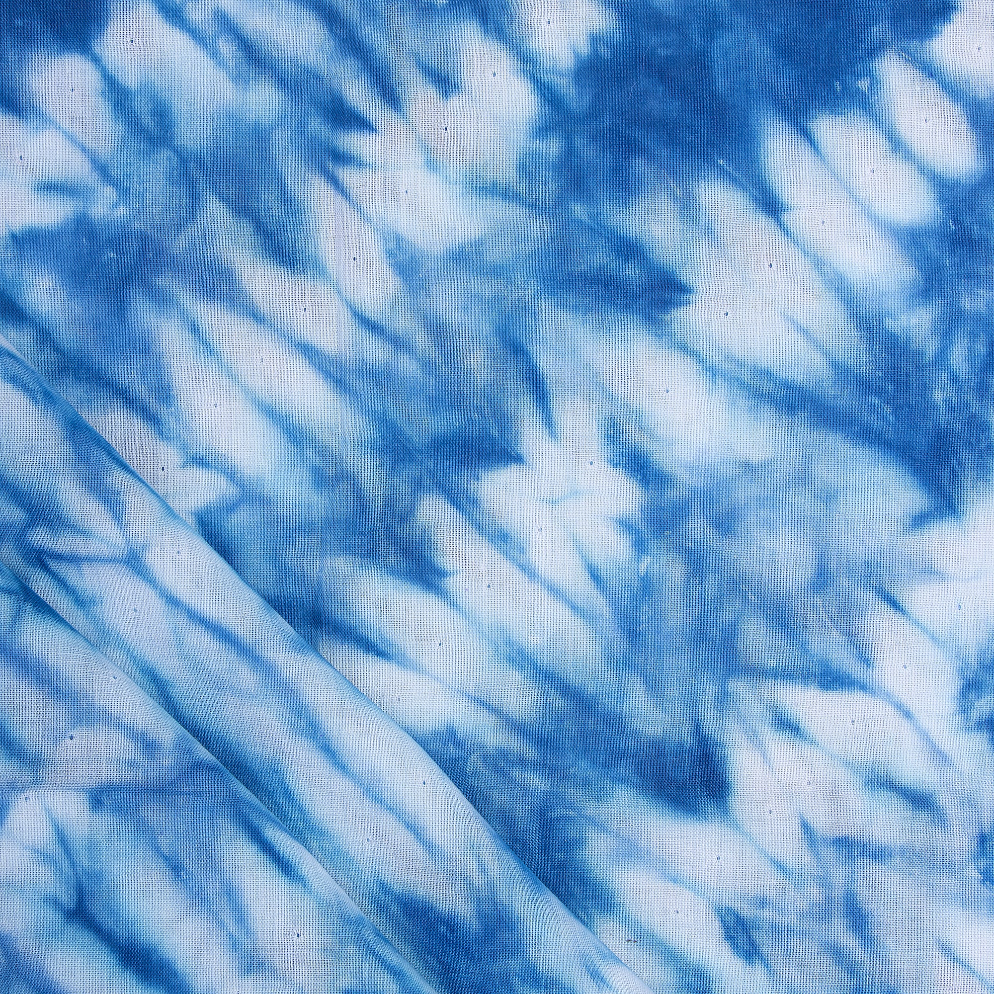 Cotton Blue Shibori Tie Dye Running Fabric - Image 3