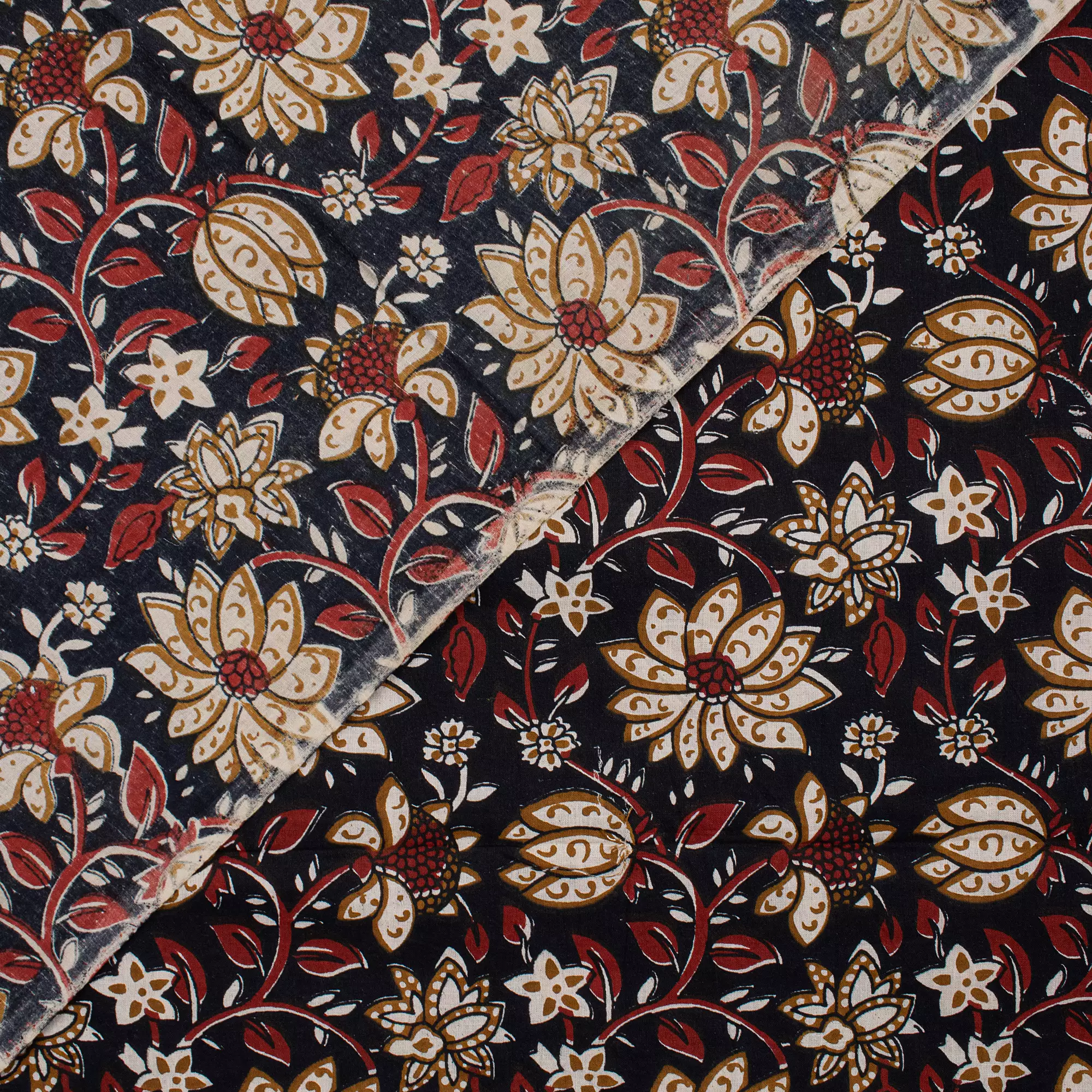 Cotton Floral Bagru Hand Block Printed Fabric - Image 3
