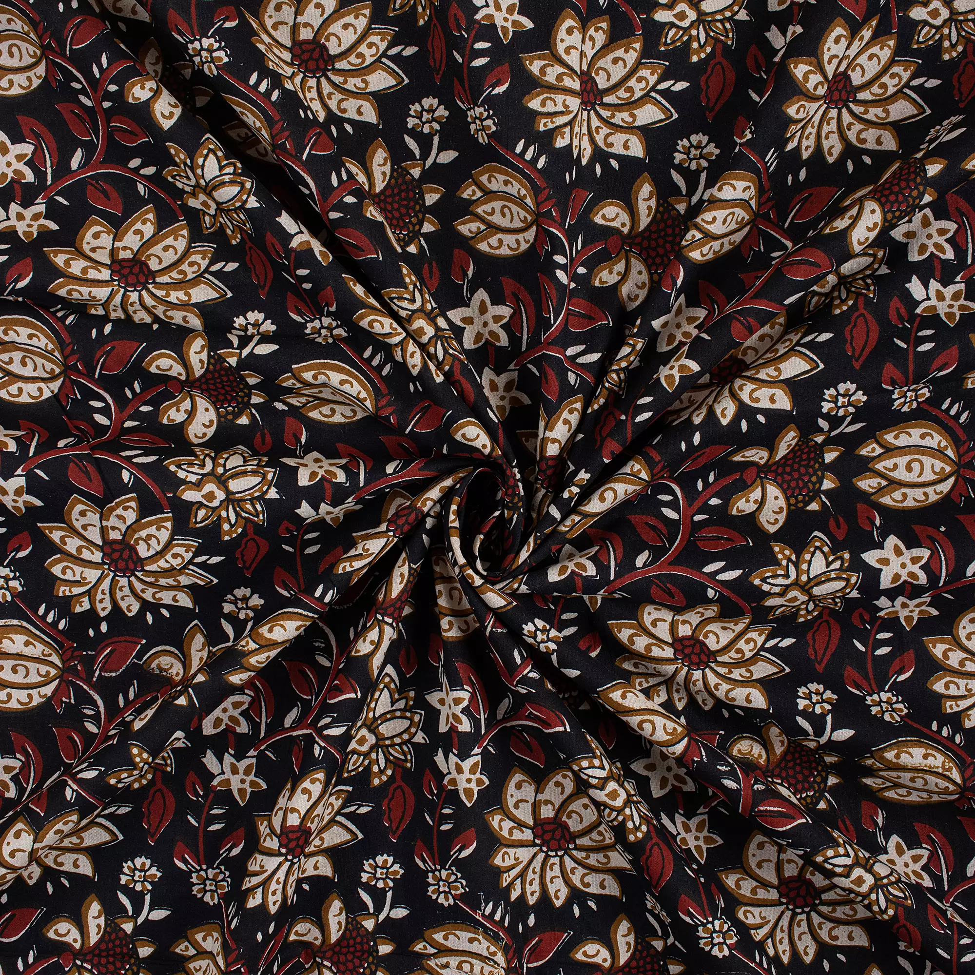 Cotton Floral Bagru Hand Block Printed Fabric - Image 5