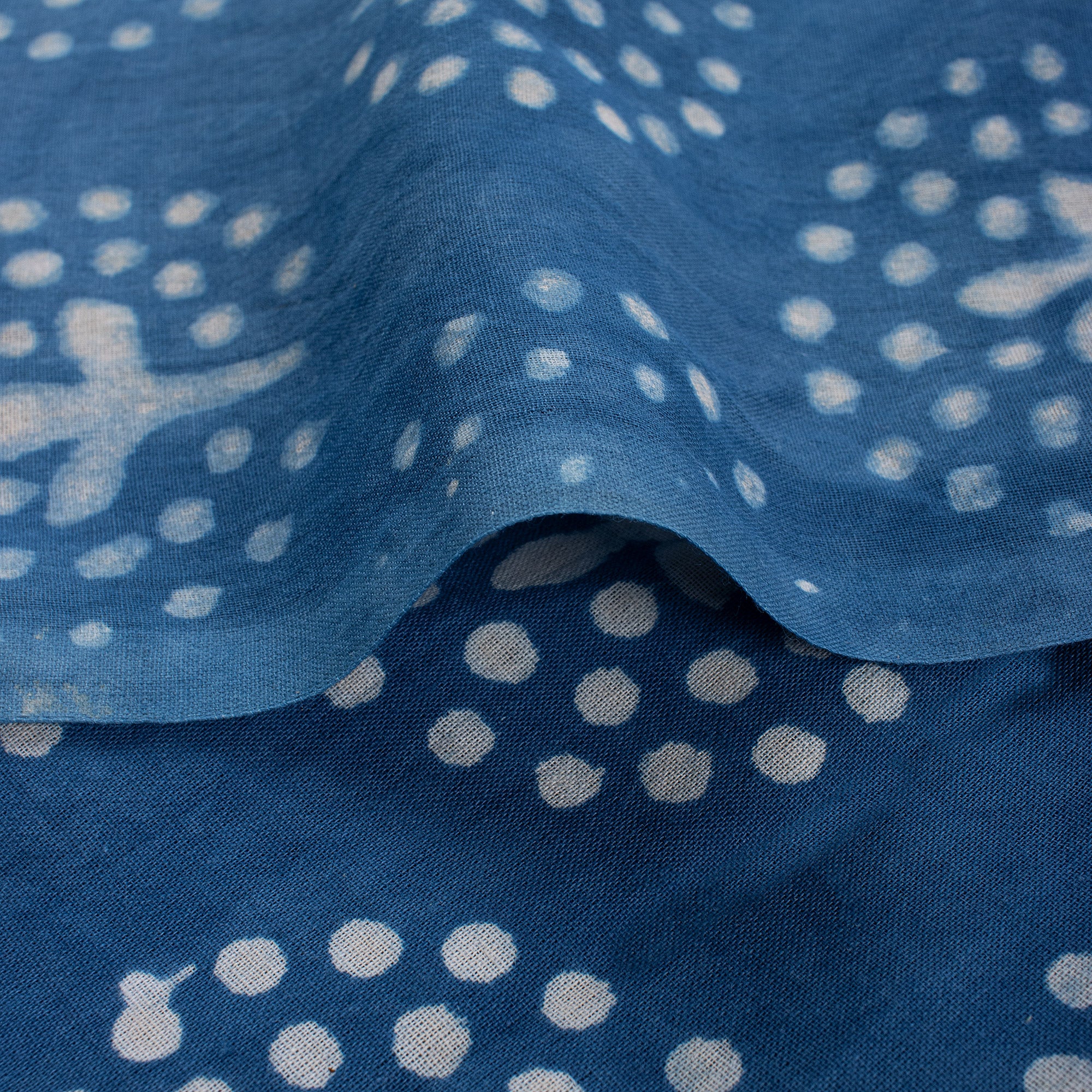 Cotton Geometric Hand Block Printed Indigo Fabric - Image 5