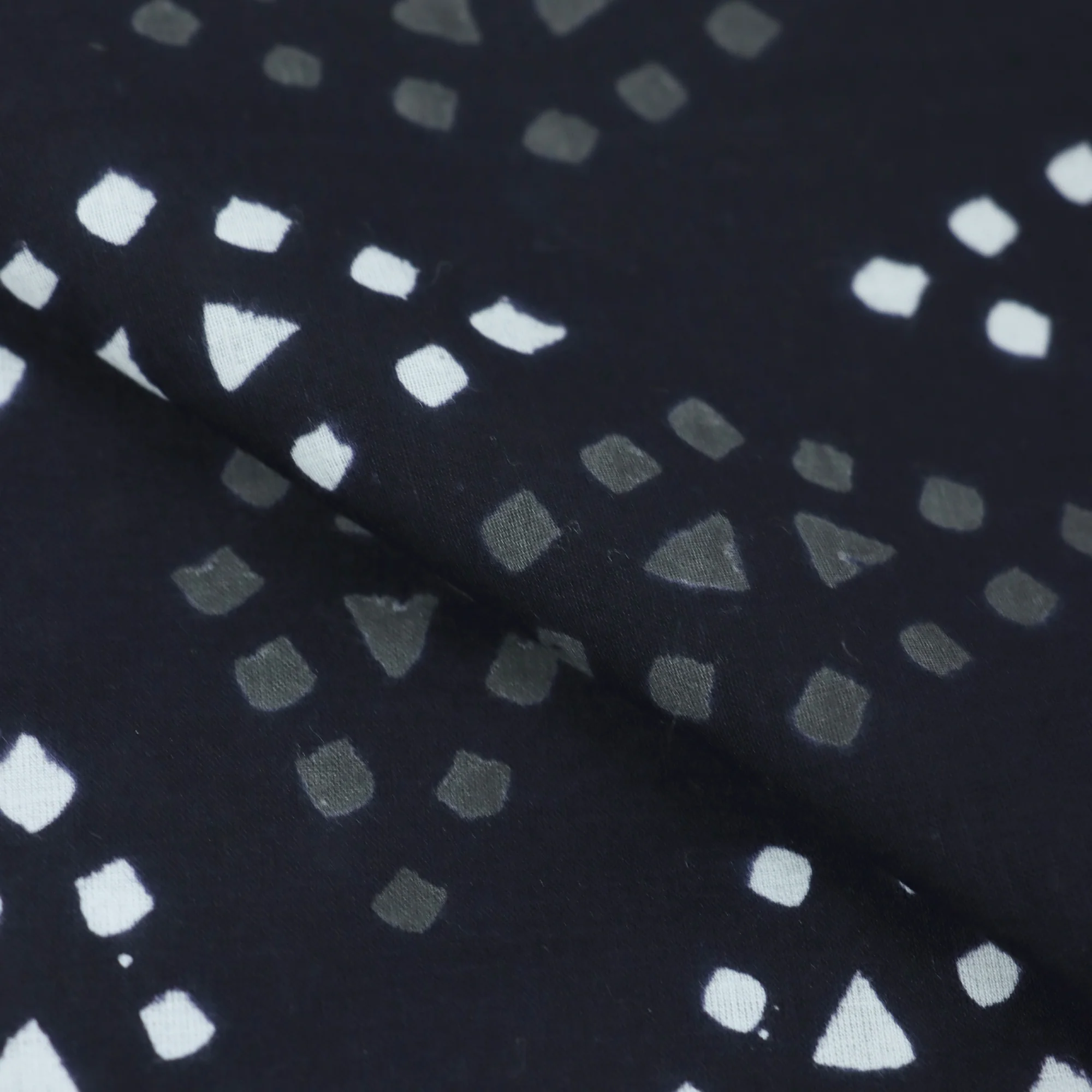 Cotton Hand Block Printed Black & White Fabric - Image 3