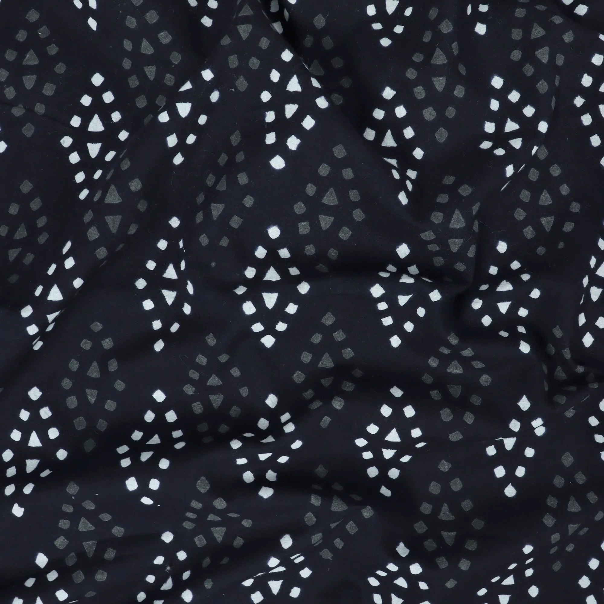 Cotton Hand Block Printed Black & White Fabric - Image 4