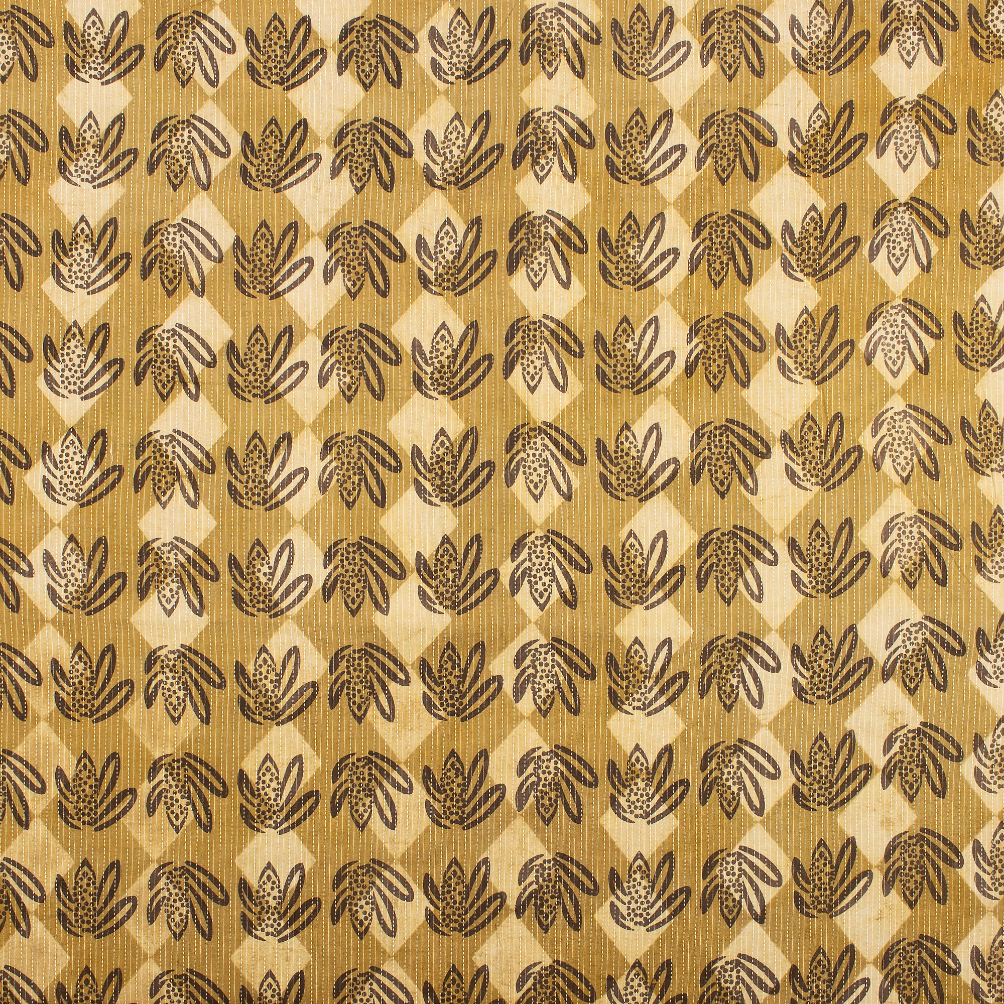 Cotton Hand Block Printed Dabu Kantha Fabric - Image 2