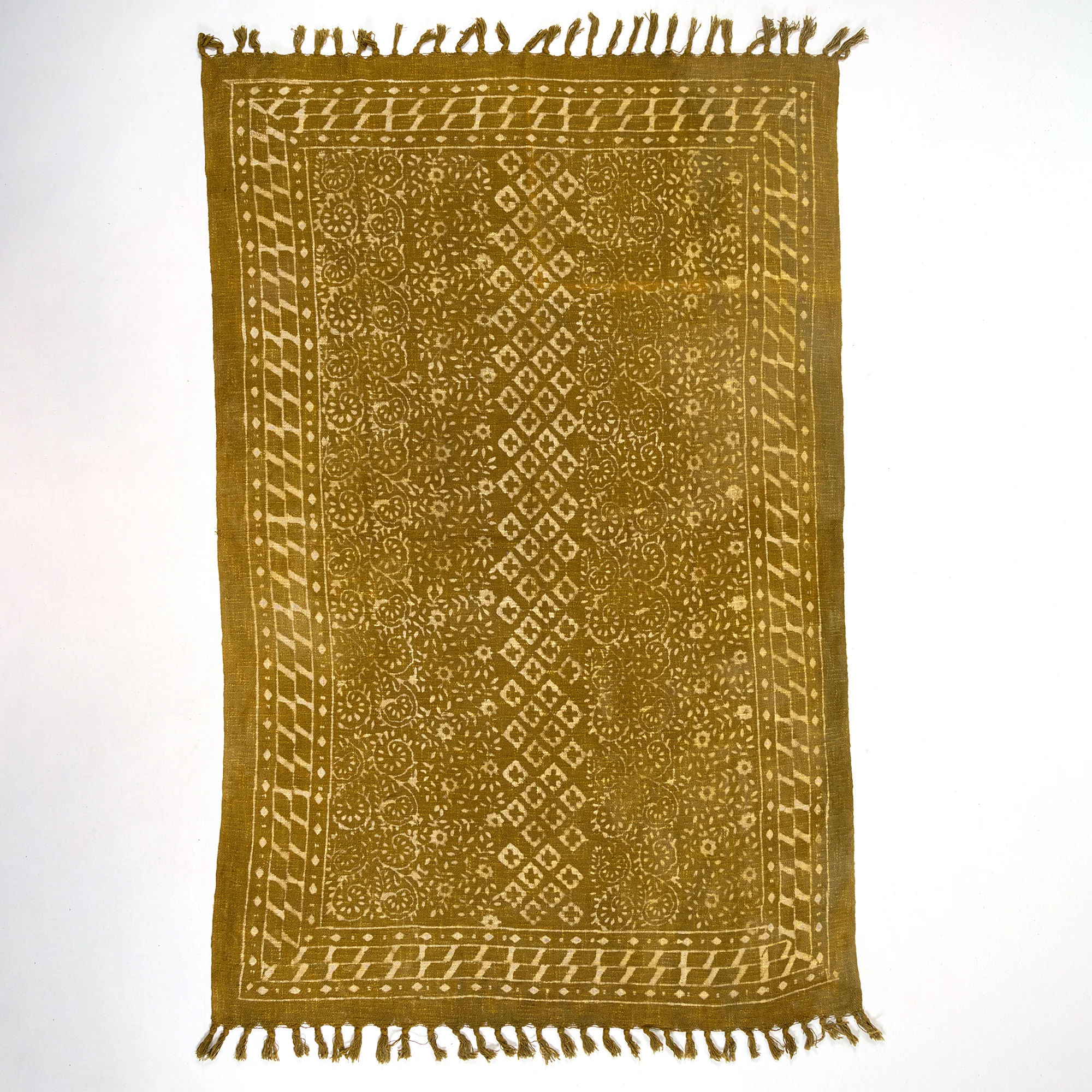 Green Floral Indian Handmade Block Printed Cotton Throw Blankets for Gift - Image 3