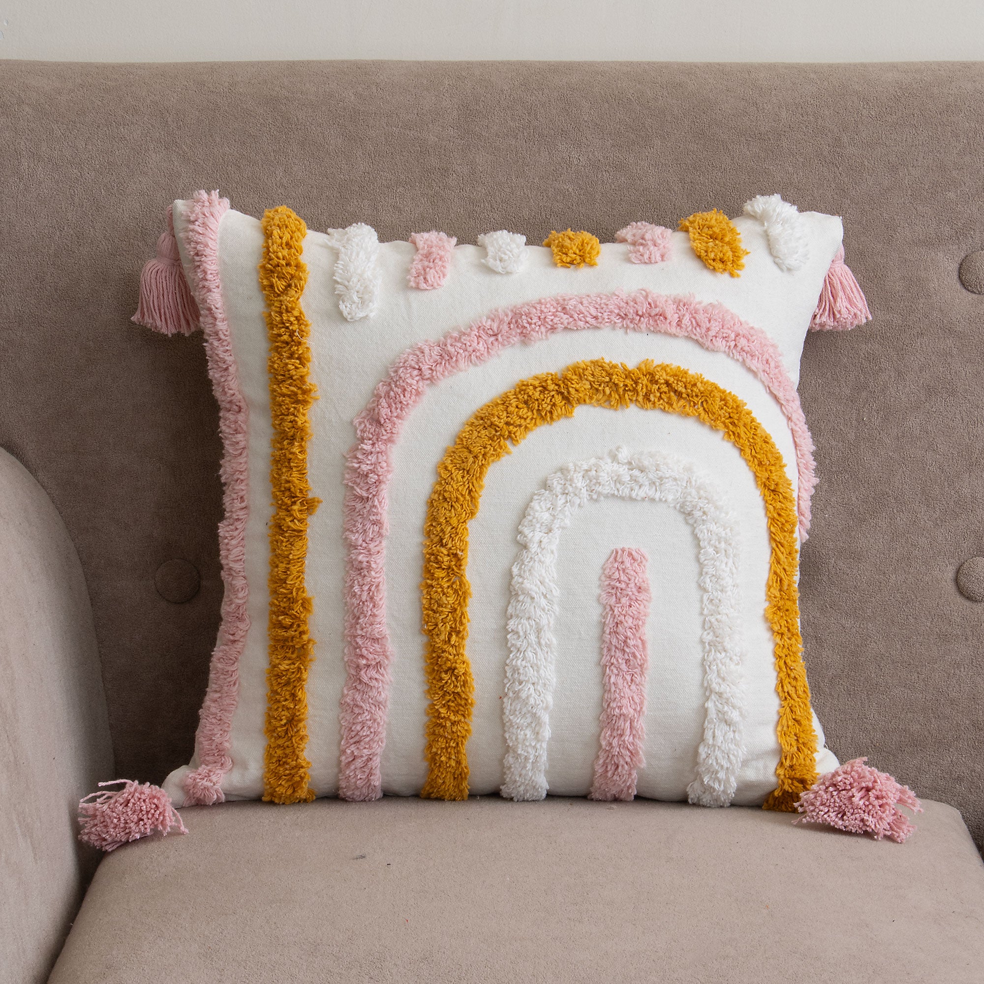 Curve Pattern Tufted Cushion Pillows Cover Set of 2 - Image 4
