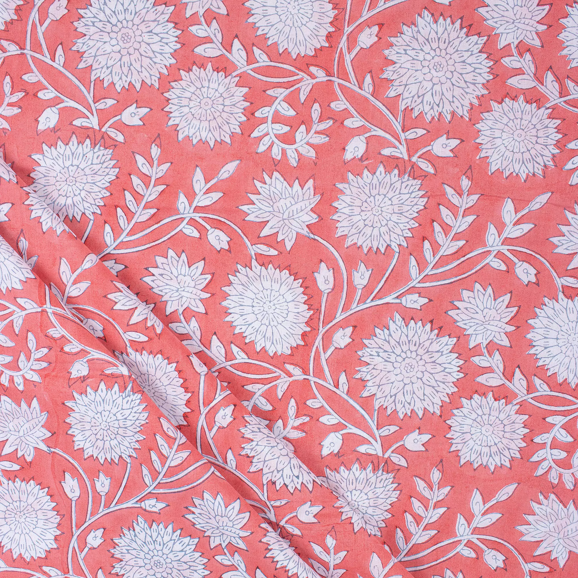 Premium Floral Print Hand Block Cotton Dress Fabric