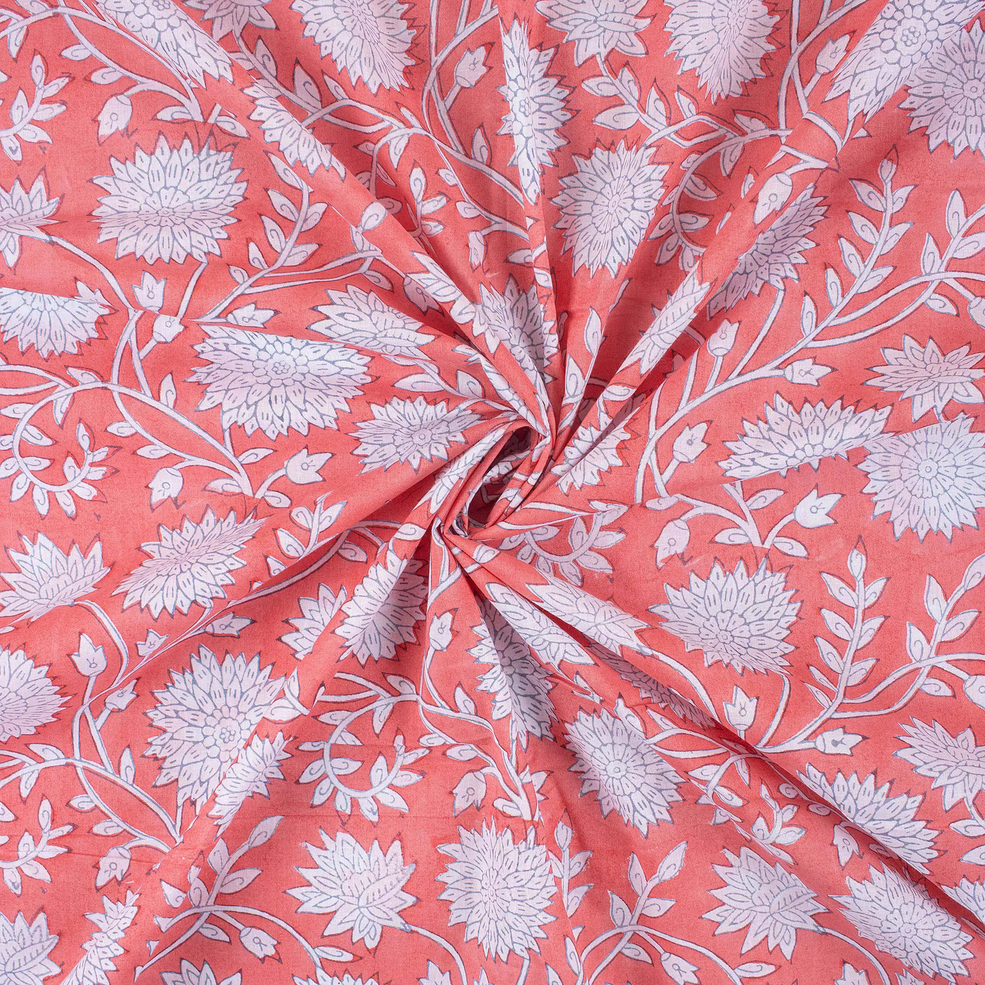 Premium Floral Print Hand Block Cotton Dress Fabric - Image 4