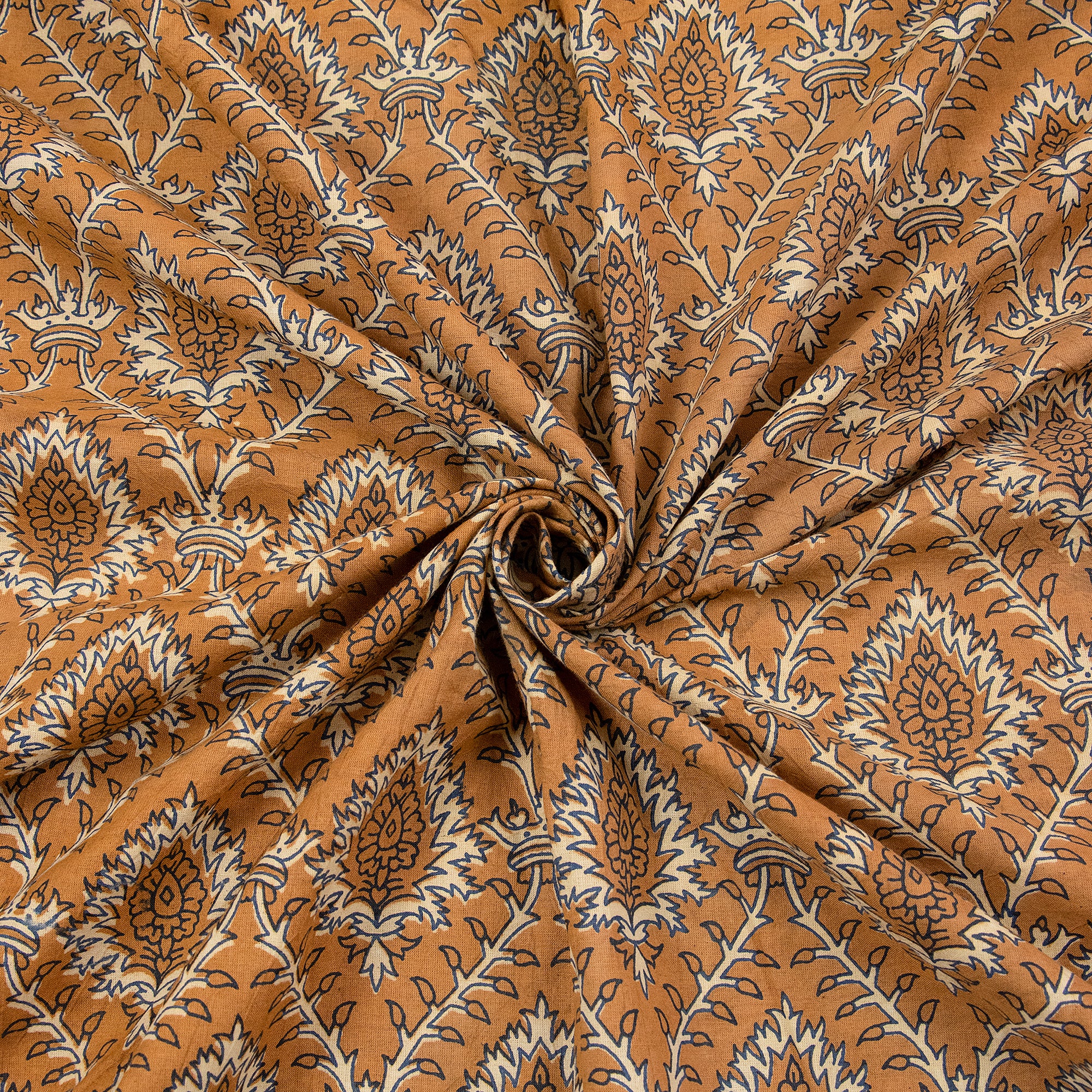 Floral Hand Block Print Cotton Fabric - Image 4
