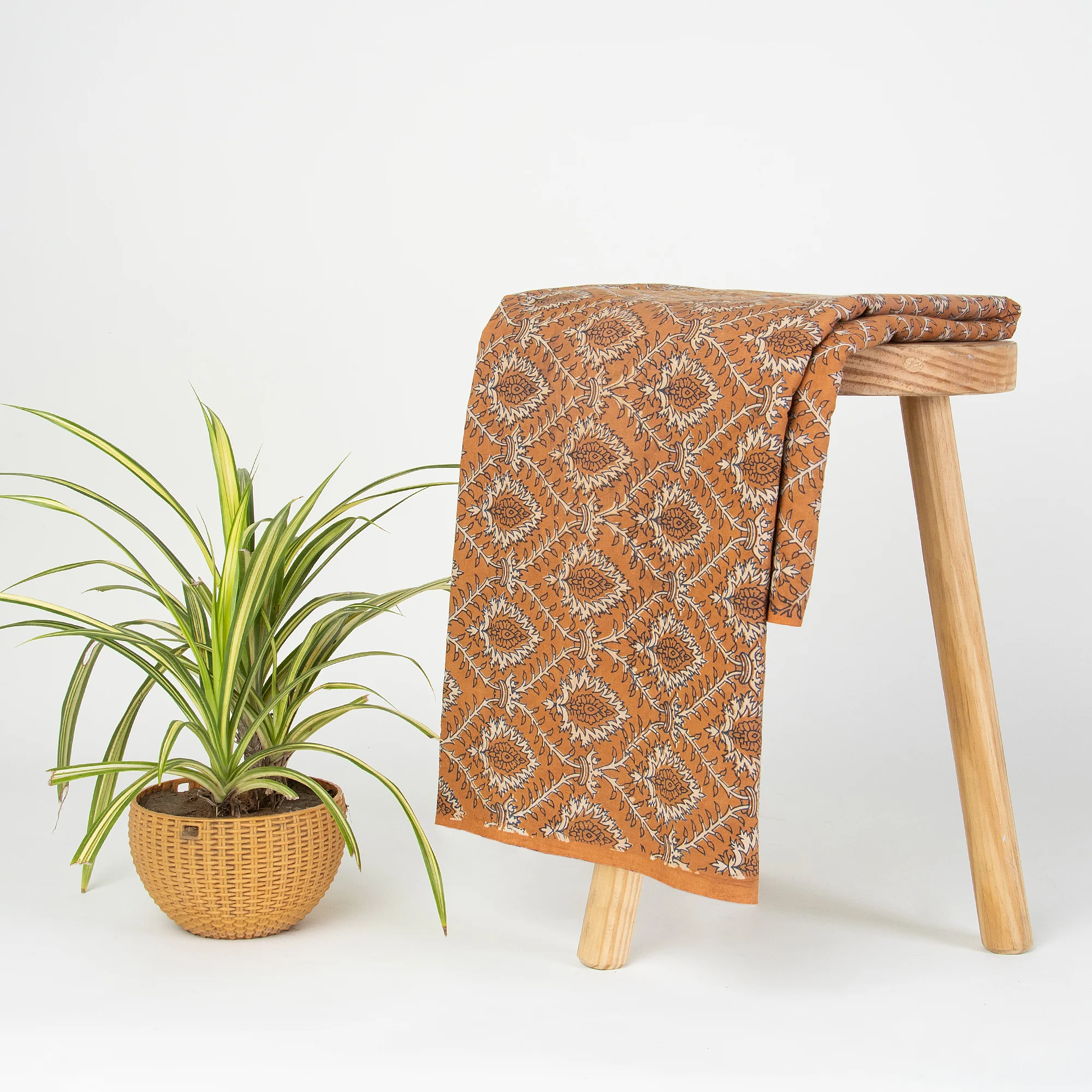 Floral Hand Block Print Cotton Fabric - Image 5