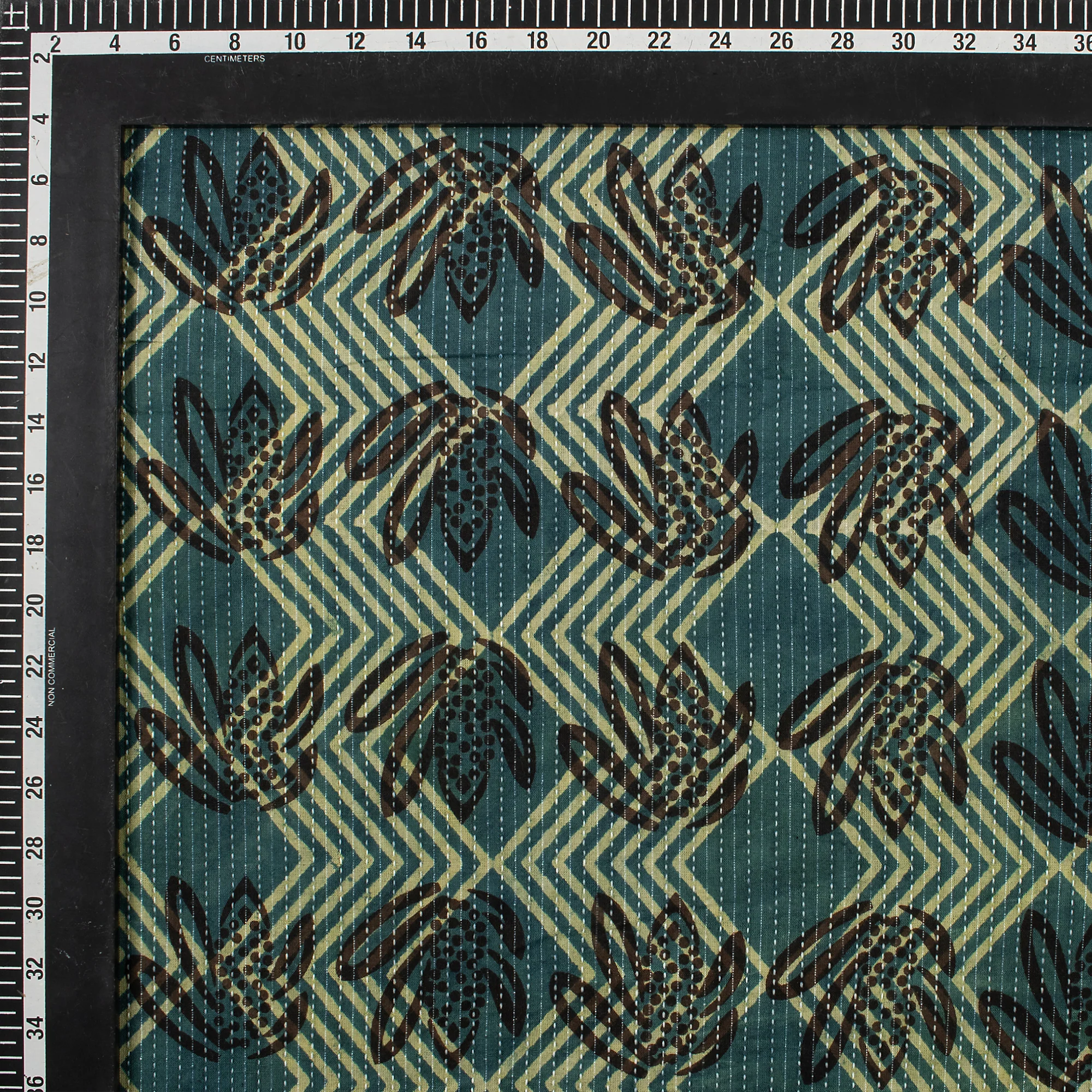 Dabu Cotton Hand Block Printed Floral Kantha Fabric - Image 3