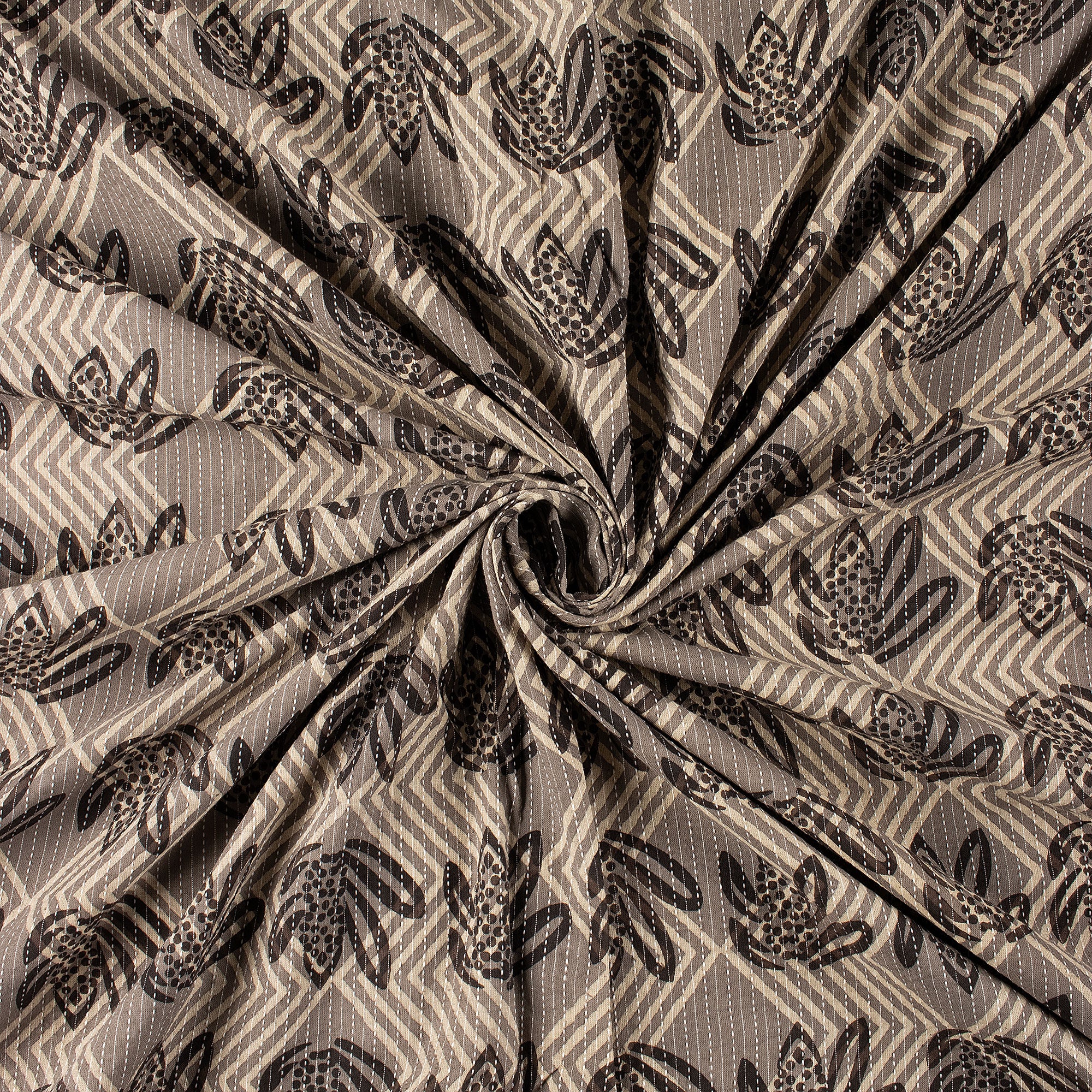 Dabu Cotton Hand Block Printed Kantha Fabric By Yard - Image 3