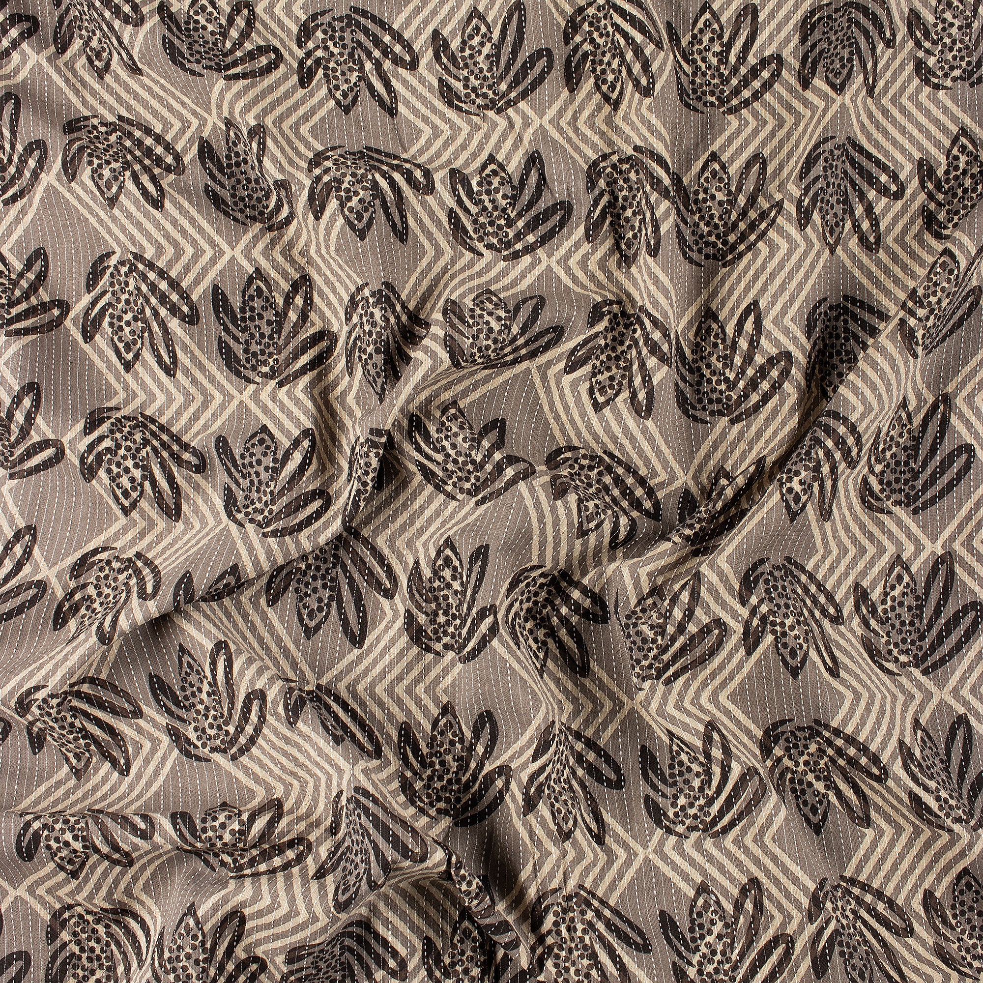 Dabu Cotton Hand Block Printed Kantha Fabric By Yard - Image 4