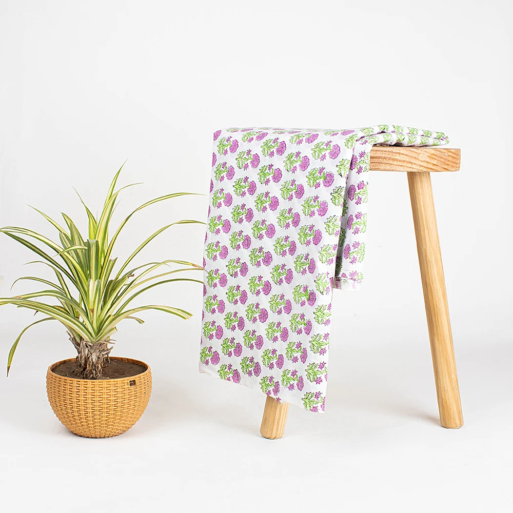 Floral Hand Block Print Fabric - Image 2