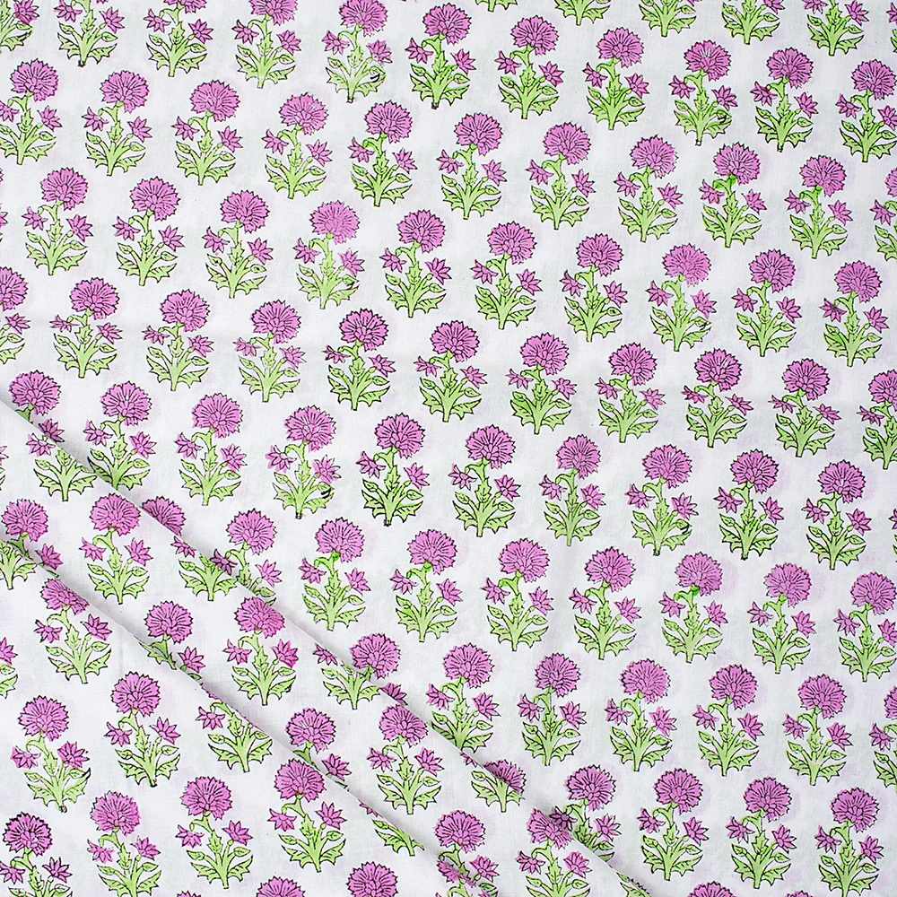 Floral Hand Block Print Fabric - Image 3