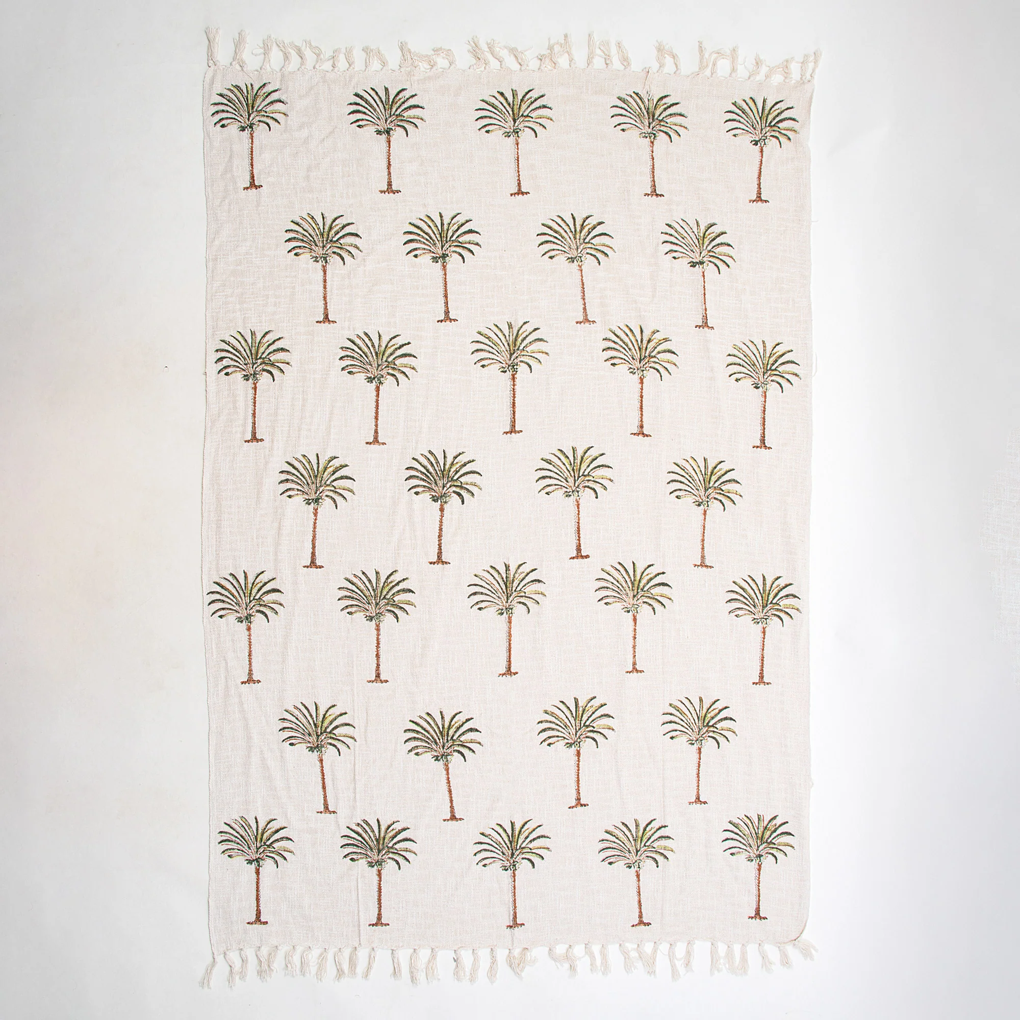 Luxury Palm Print Hand Block Printed Cotton Throw Blankets - Image 5