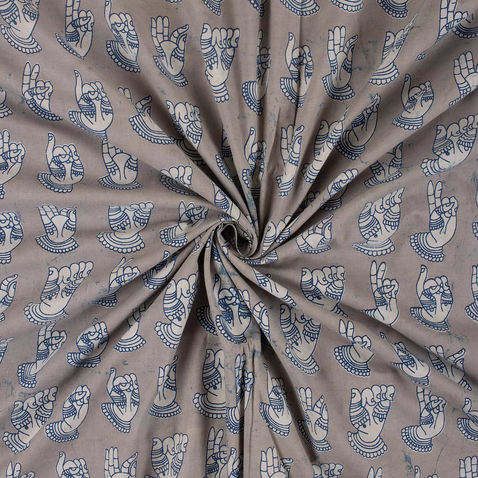 Decorative Block Printed Indian Cotton Kashish Fabric - Image 4