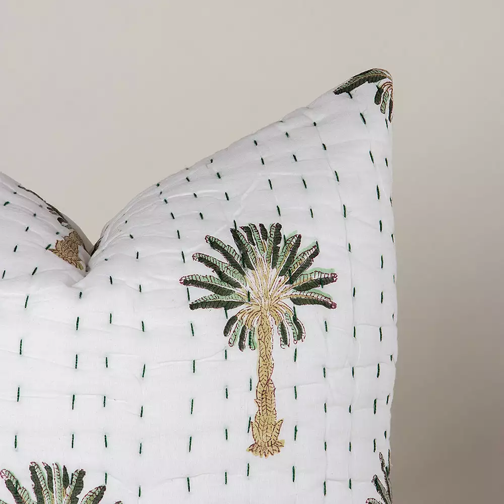 Decorative Block Printed Kantha Cotton Cushion Cover For Sofa - Image 4