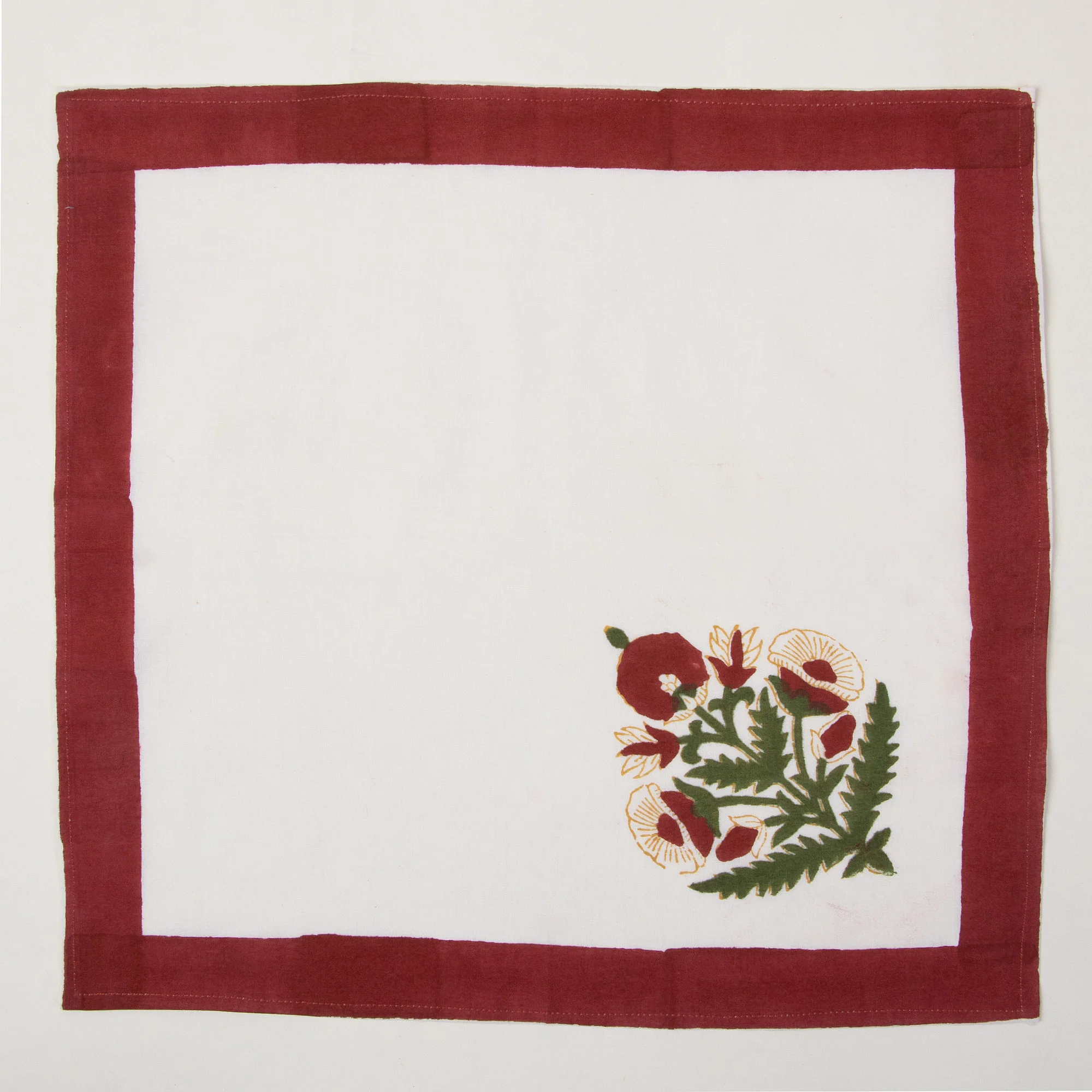 Decorative Hand Block Printed Cotton Floral Dinner Napkin Cloth - Image 3