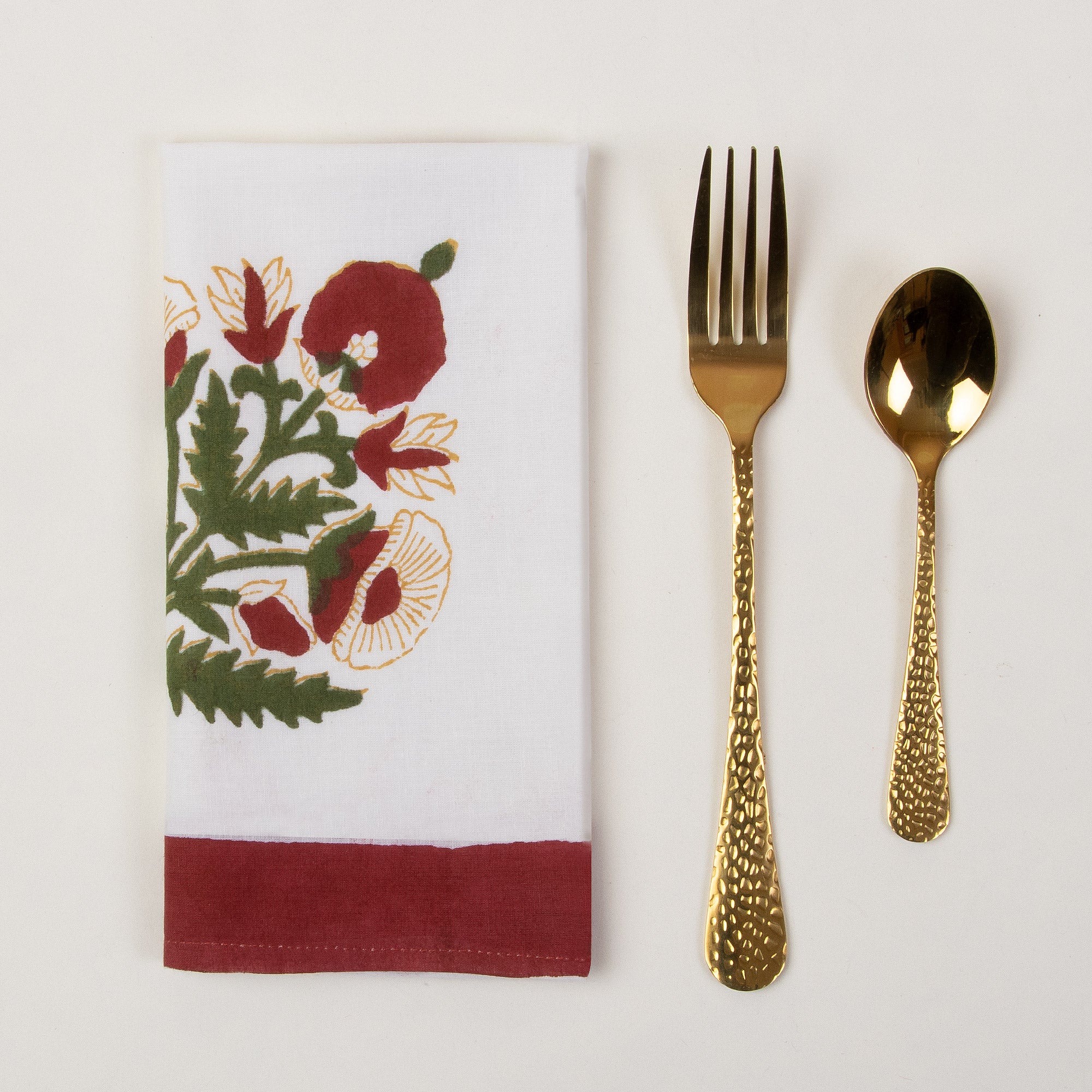 Decorative Hand Block Printed Cotton Floral Dinner Napkin Cloth - Image 6