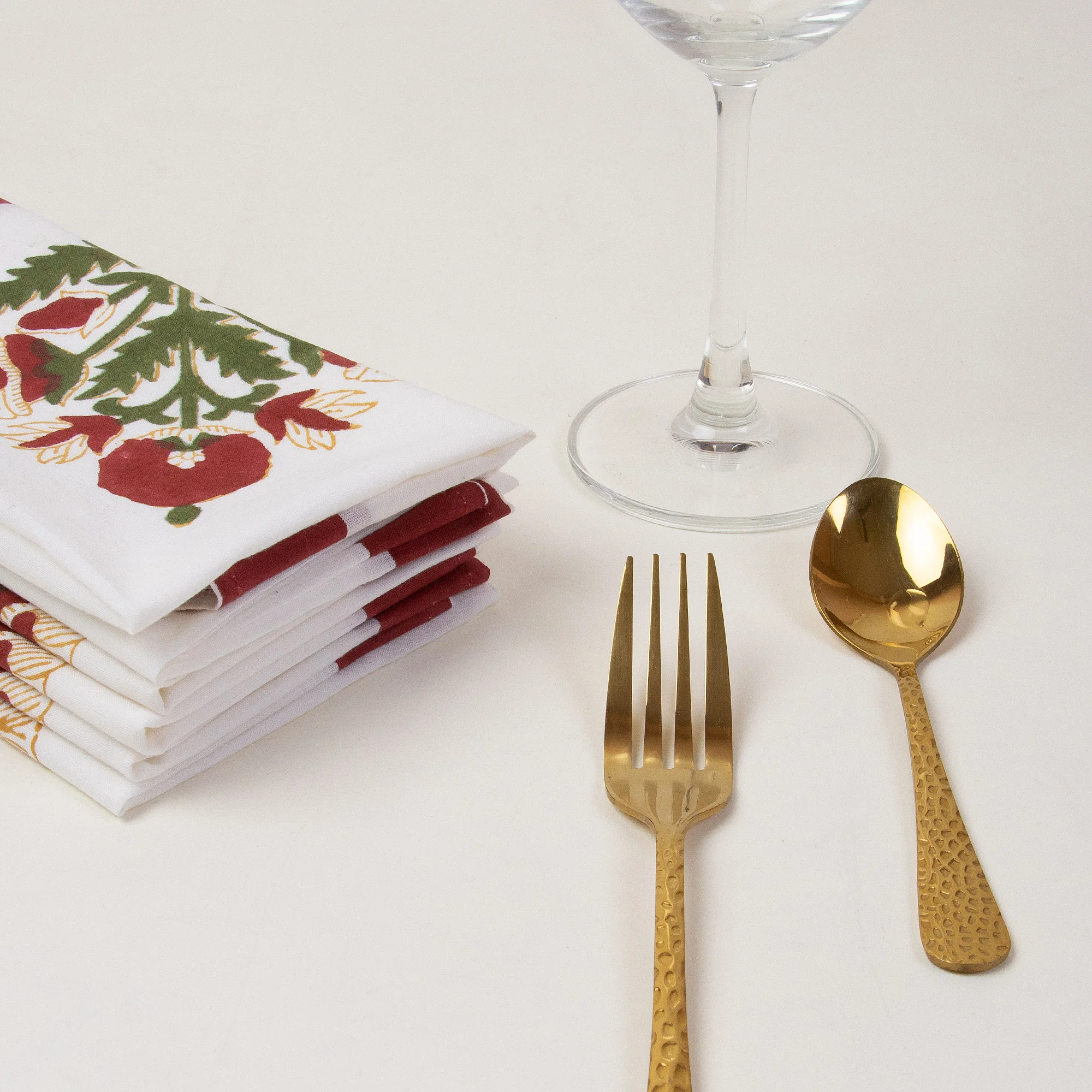 Decorative Hand Block Printed Cotton Floral Dinner Napkin Cloth - Image 7