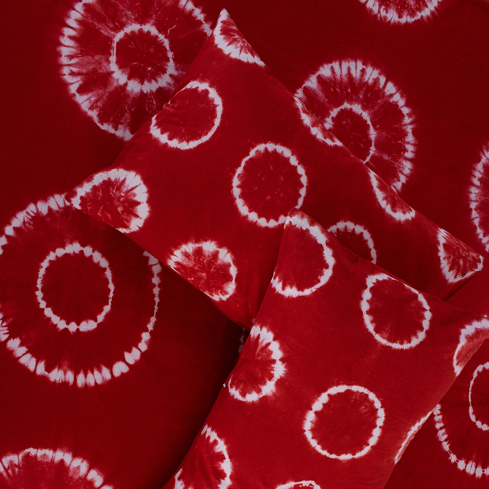 Decorative Handmade Red Natural Tie Dye Cotton Bedsheet - Image 3