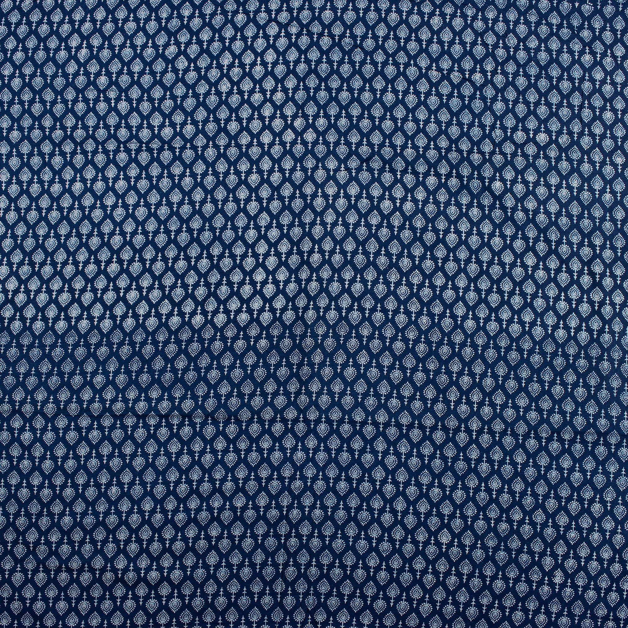 Decorative Indigo Blue Hand Block Print Fabric - Image 2