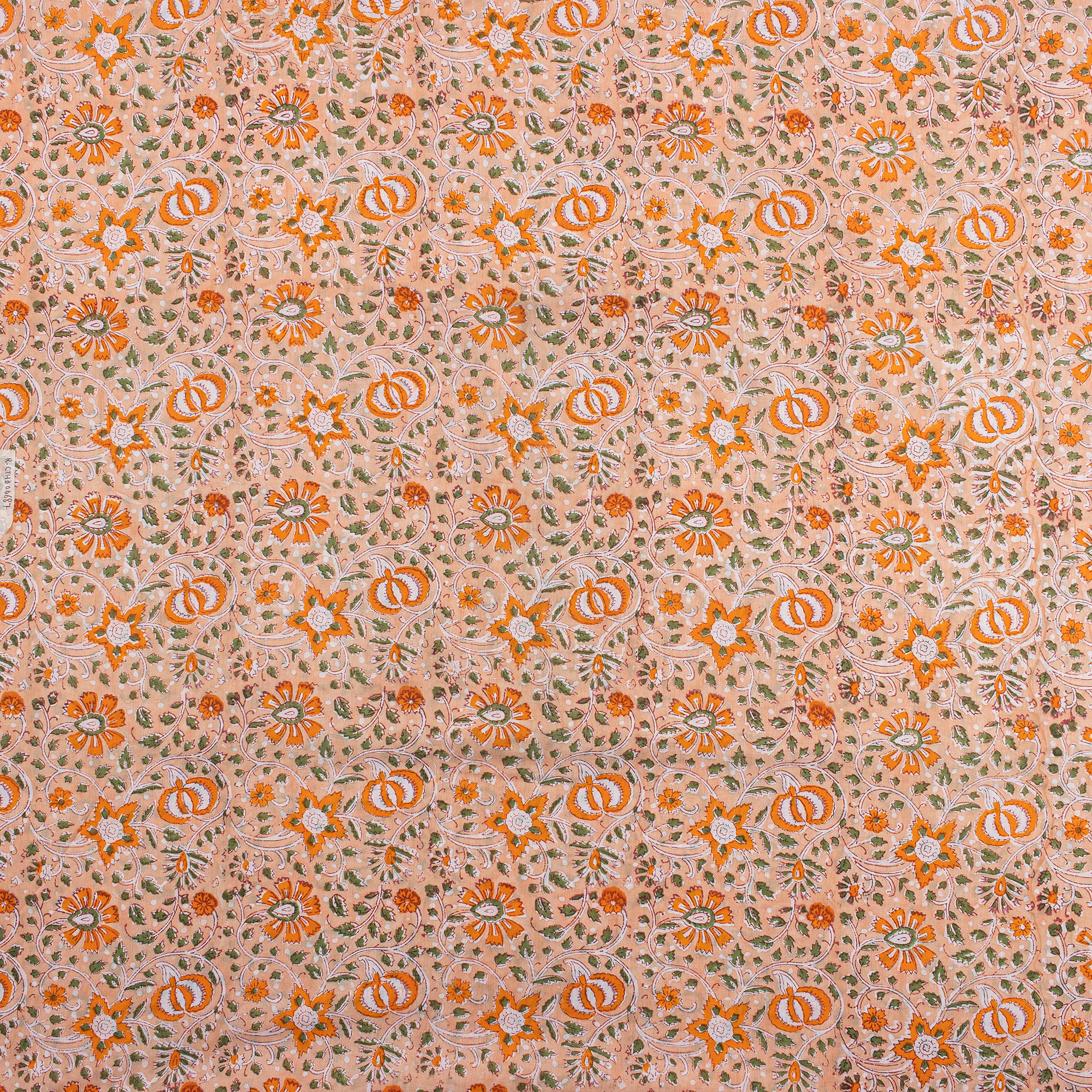 Decorative Floral Hand Block Printed Fabric - Image 2