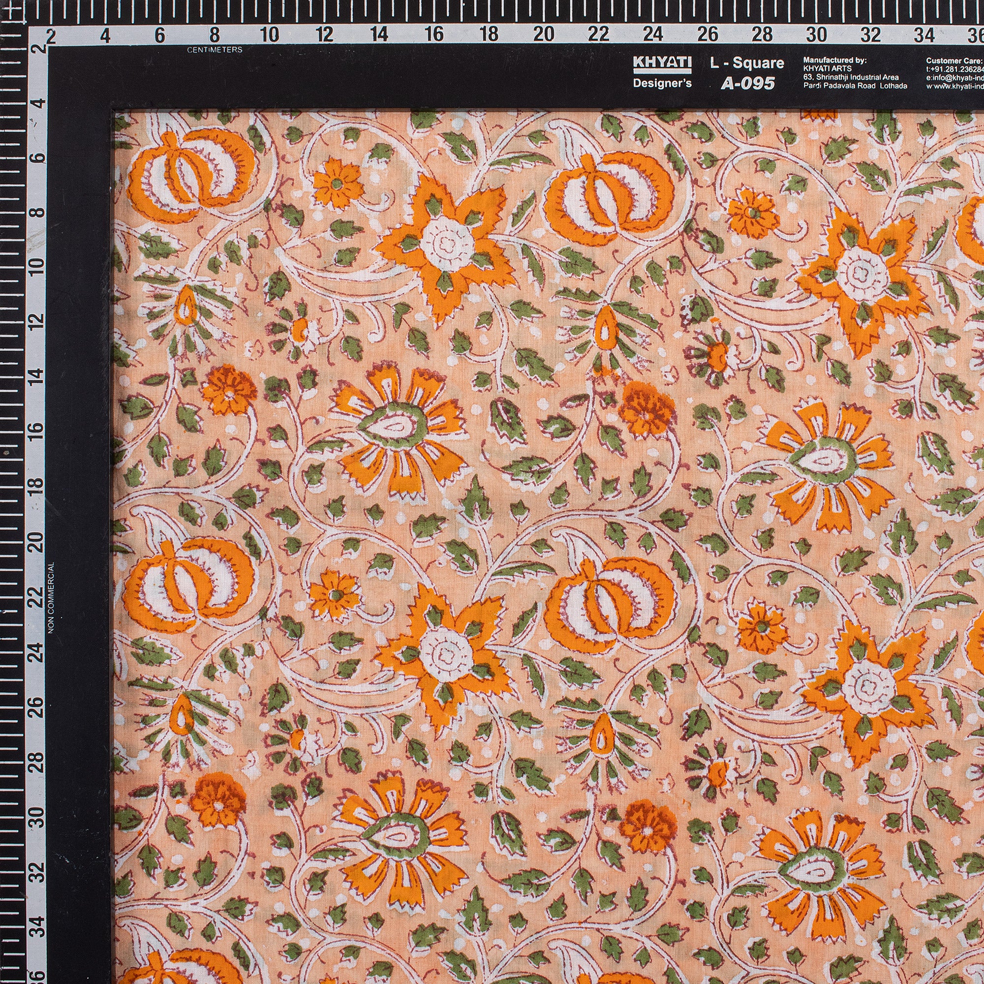 Decorative Floral Hand Block Printed Fabric - Image 3