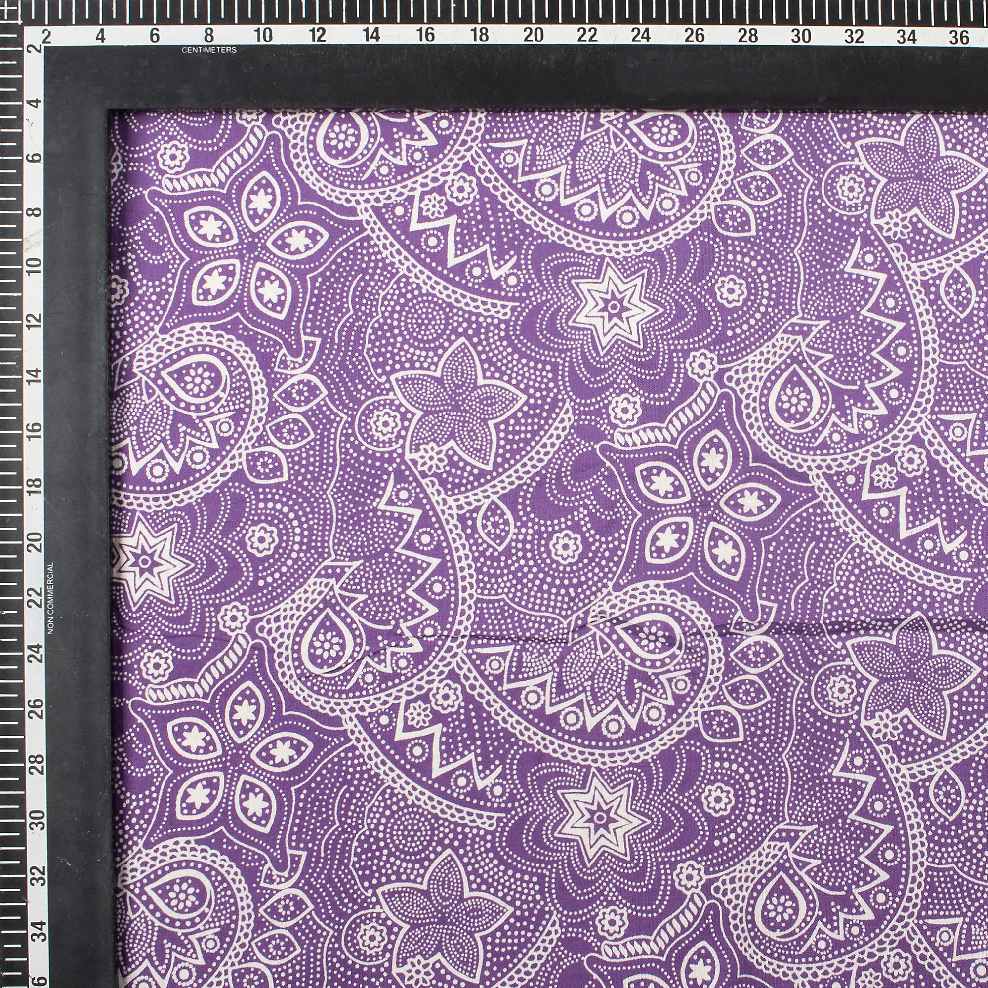Decorative Purple Floral Hand Block Printed Discharge Fabric - Image 3