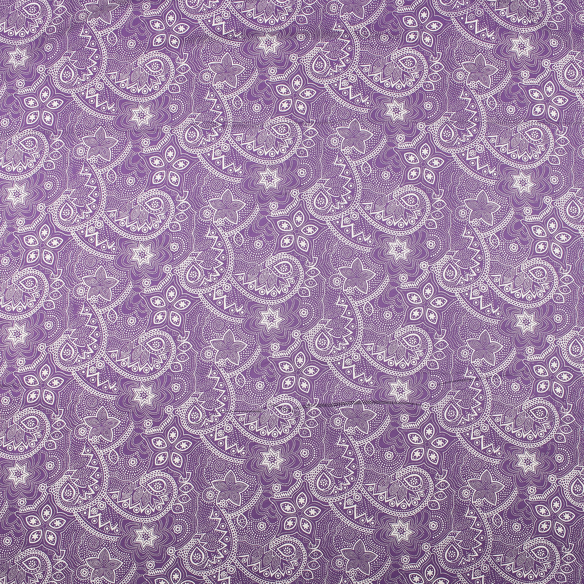Decorative Purple Floral Hand Block Printed Discharge Fabric - Image 5