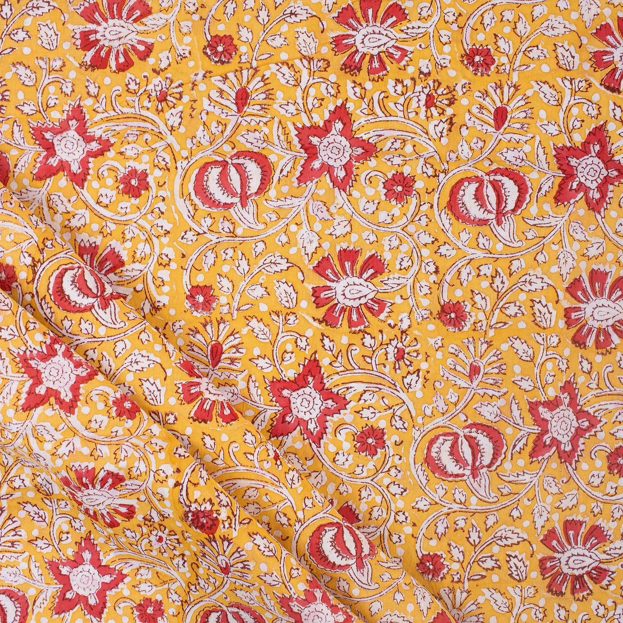 Dress Fabric - Floral Hand Block Printed Fabric