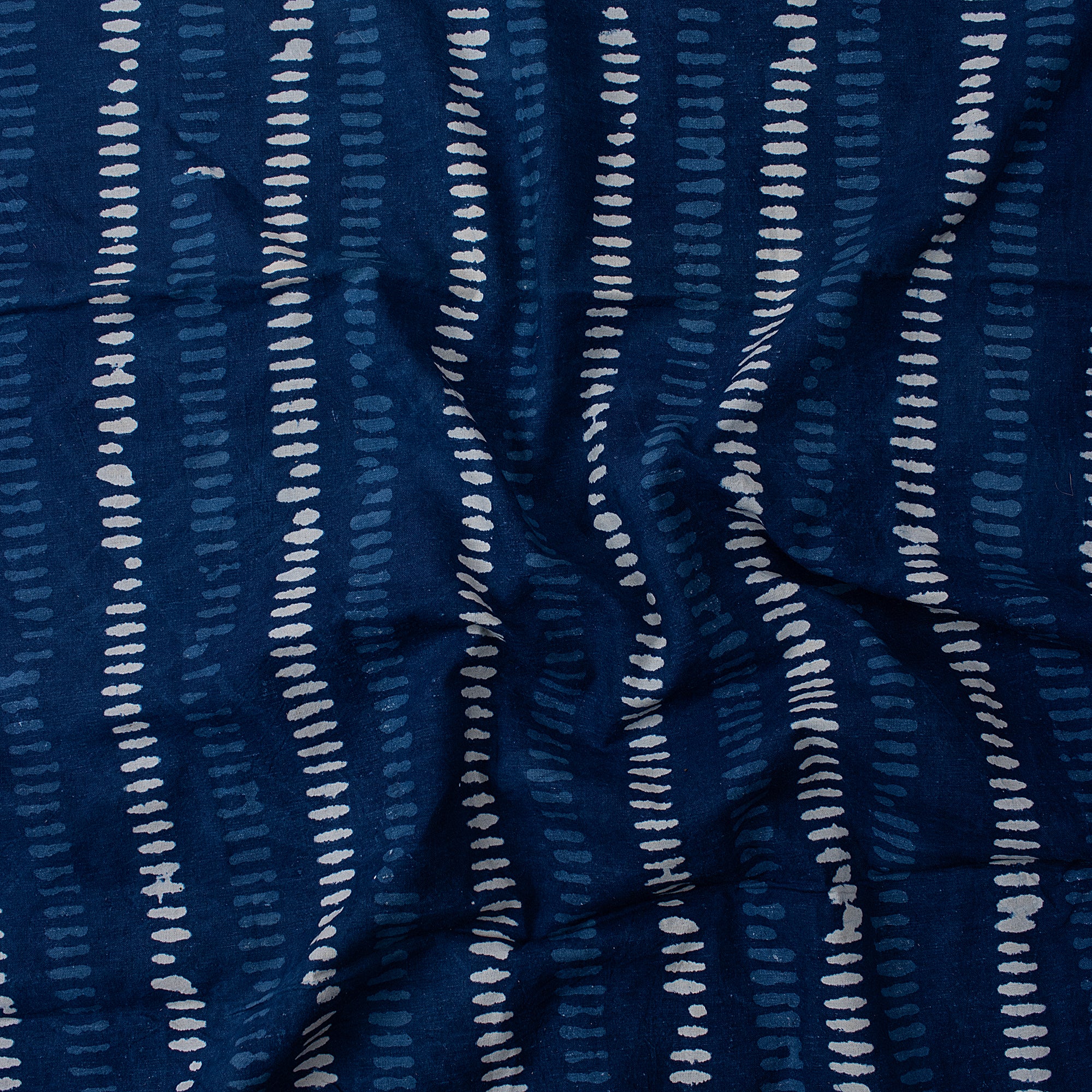 Handmade Indigo Blue Striped Indian Printed Cotton Fabric Cloth for Curtains - Image 2