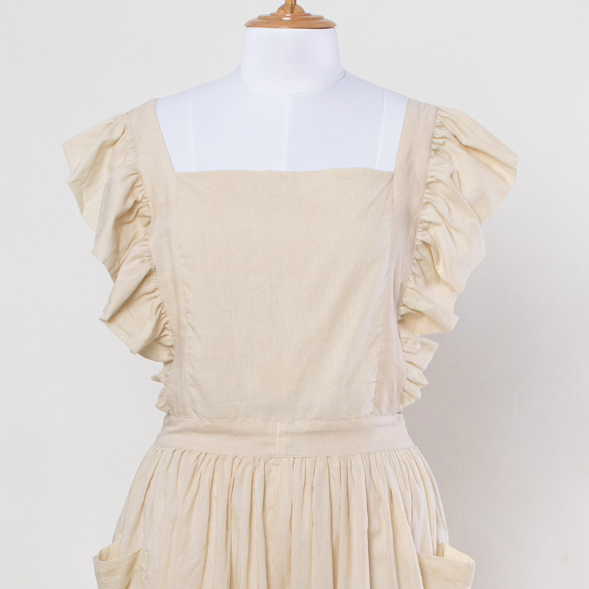 Indian Handmade Solid Color Women's Cooking Apron Dress - Image 3