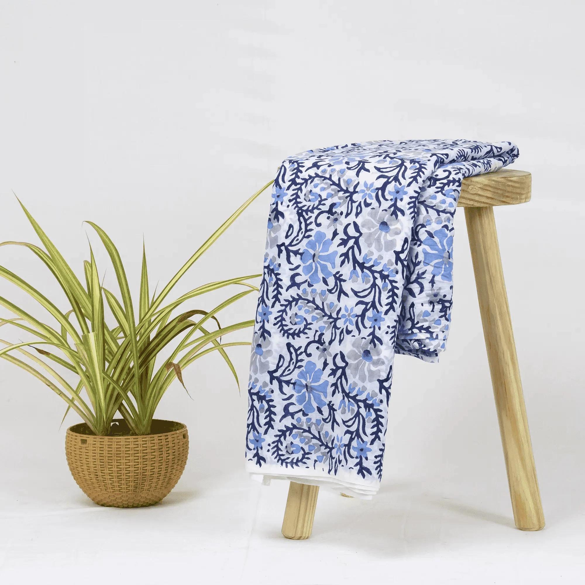 Eco Friendly Floral Pure Cotton Hand Blocked Jaipuri Print Fabric - Image 3