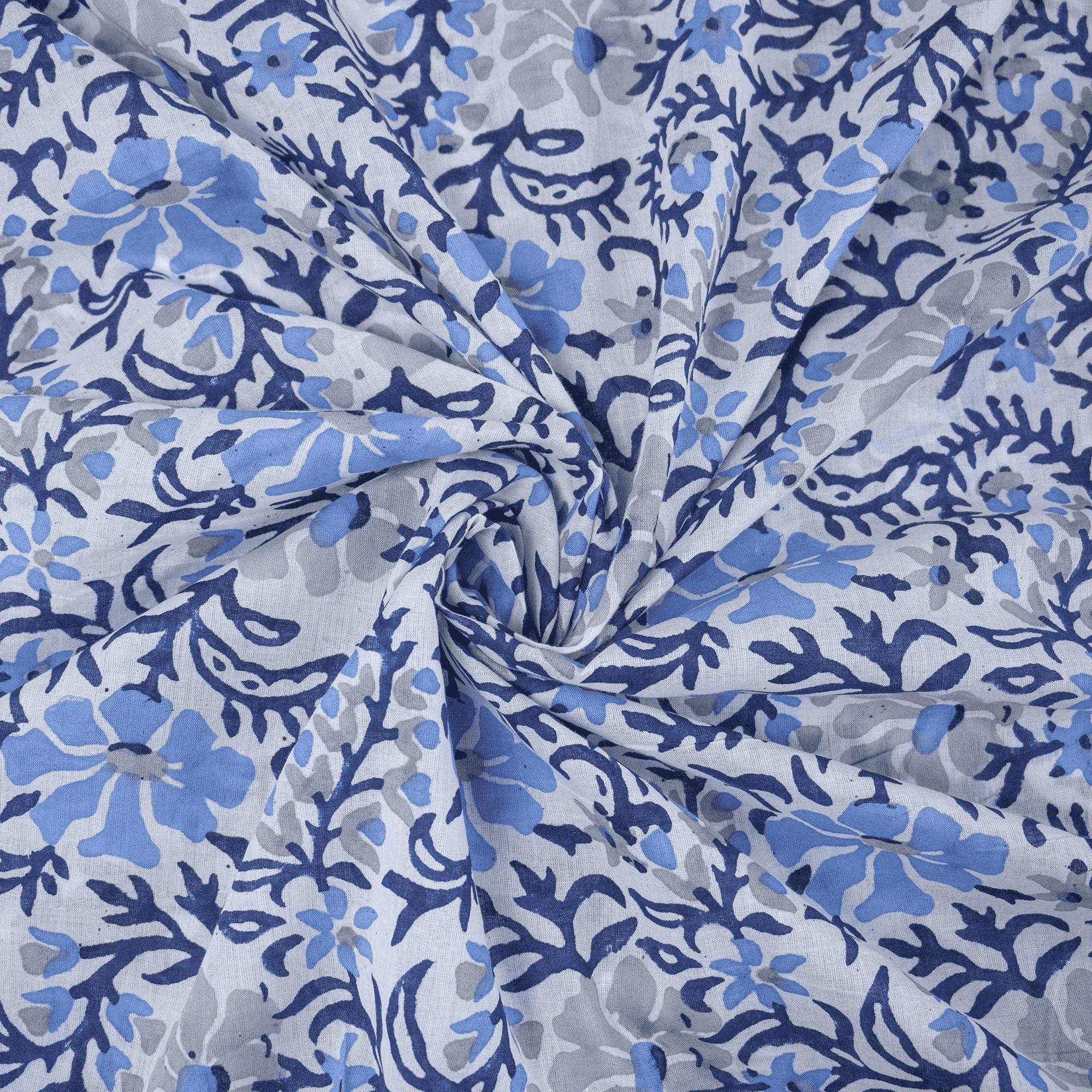 Eco Friendly Floral Pure Cotton Hand Blocked Jaipuri Print Fabric - Image 4